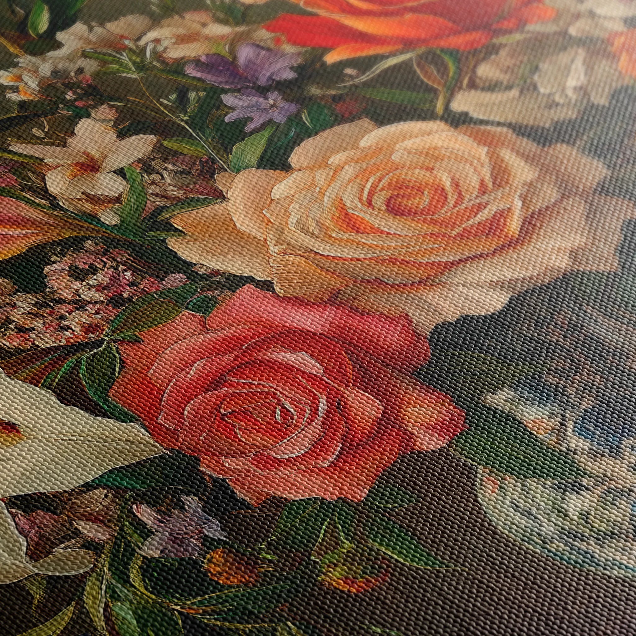 Floral 1082 Canvas Art 60 x 40 cm / Black