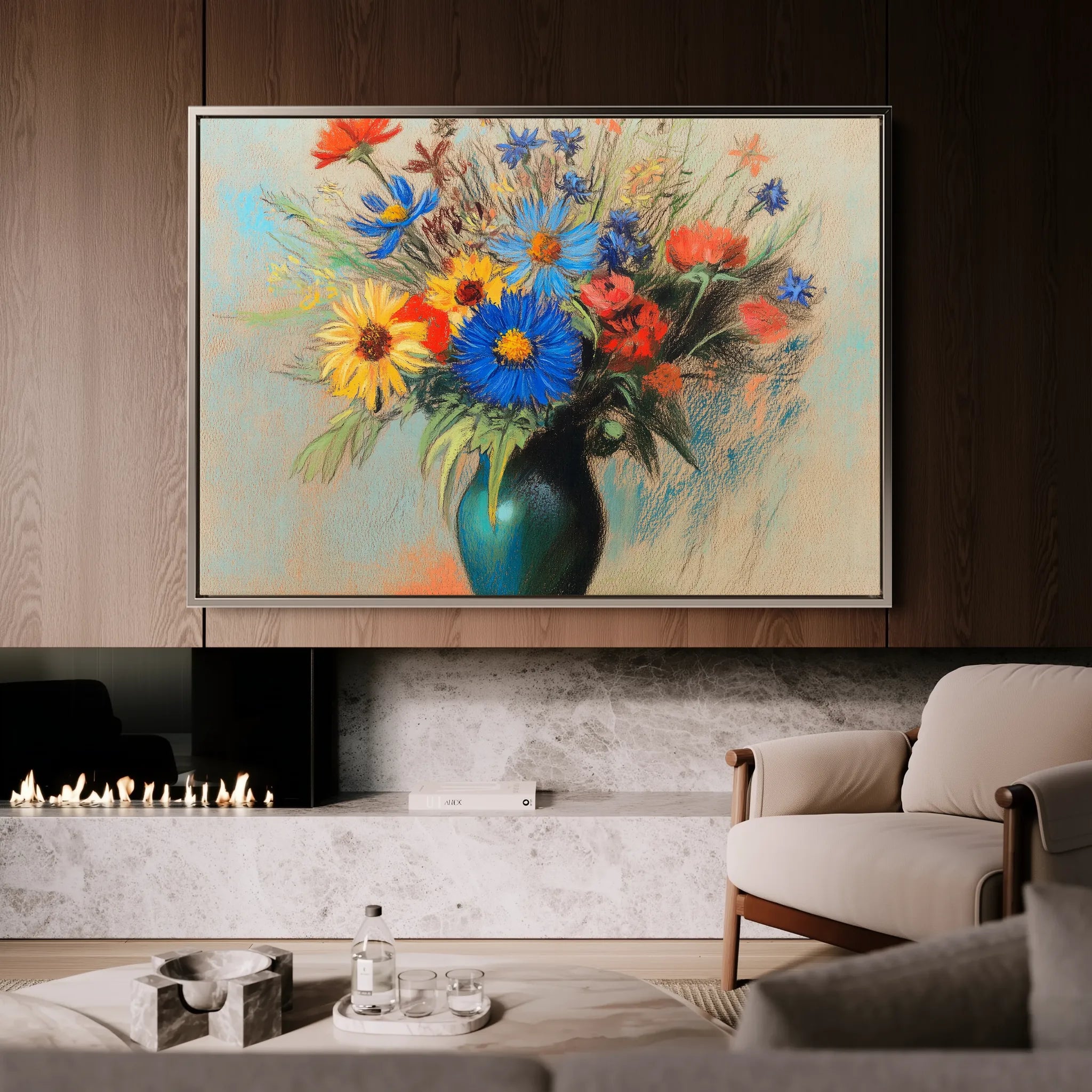 Floral 1083 Canvas Art 60 x 40 cm / Black