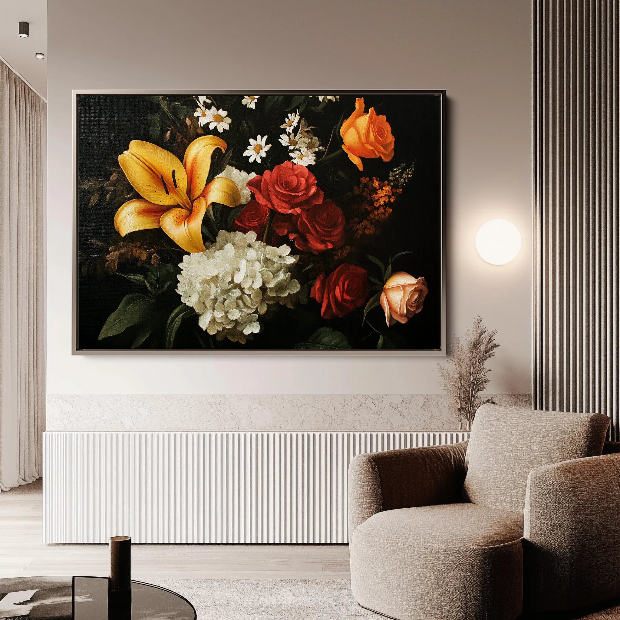 Floral 1092 Canvas Art 60 x 40 cm / Black