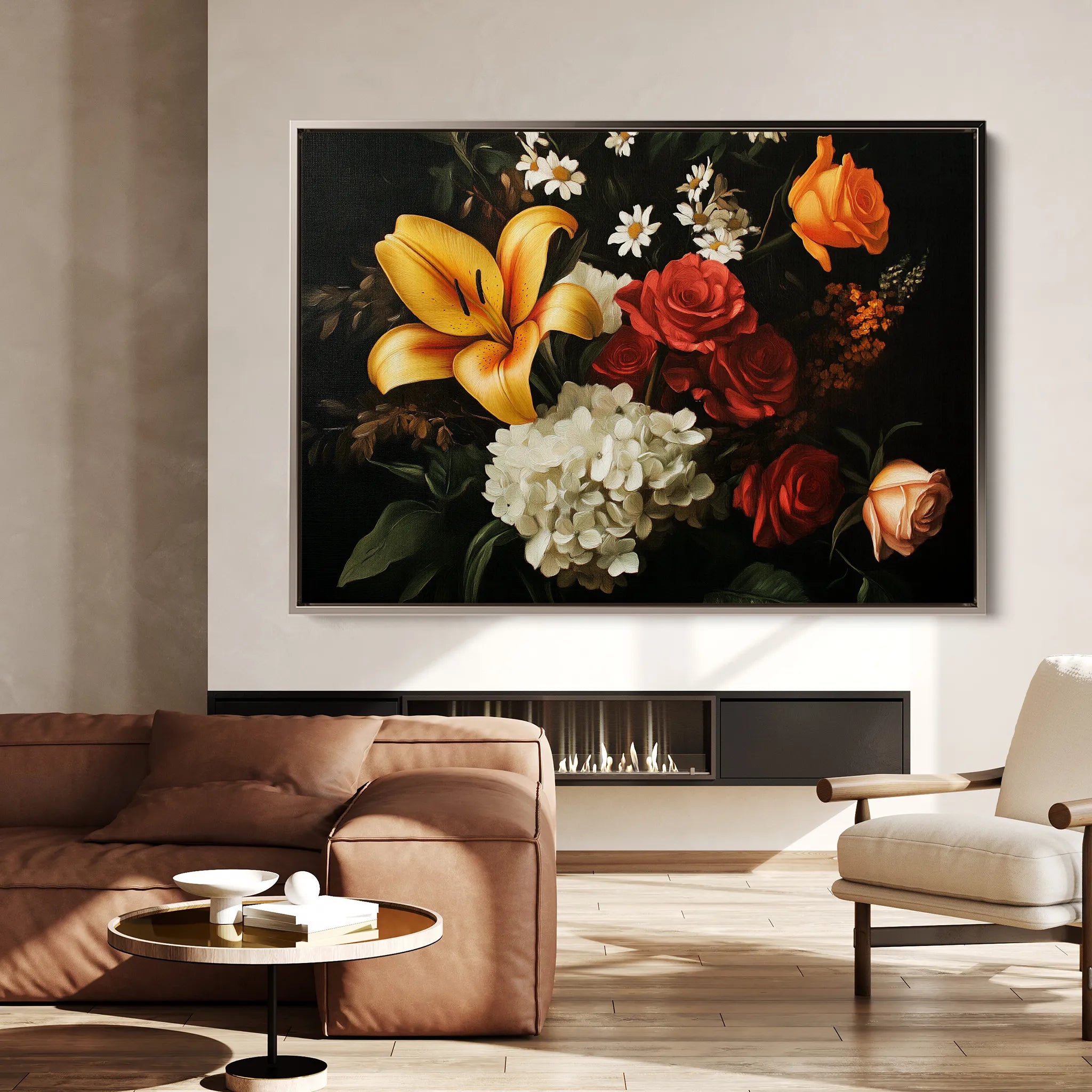 Floral 1092 Canvas Art 60 x 40 cm / Black