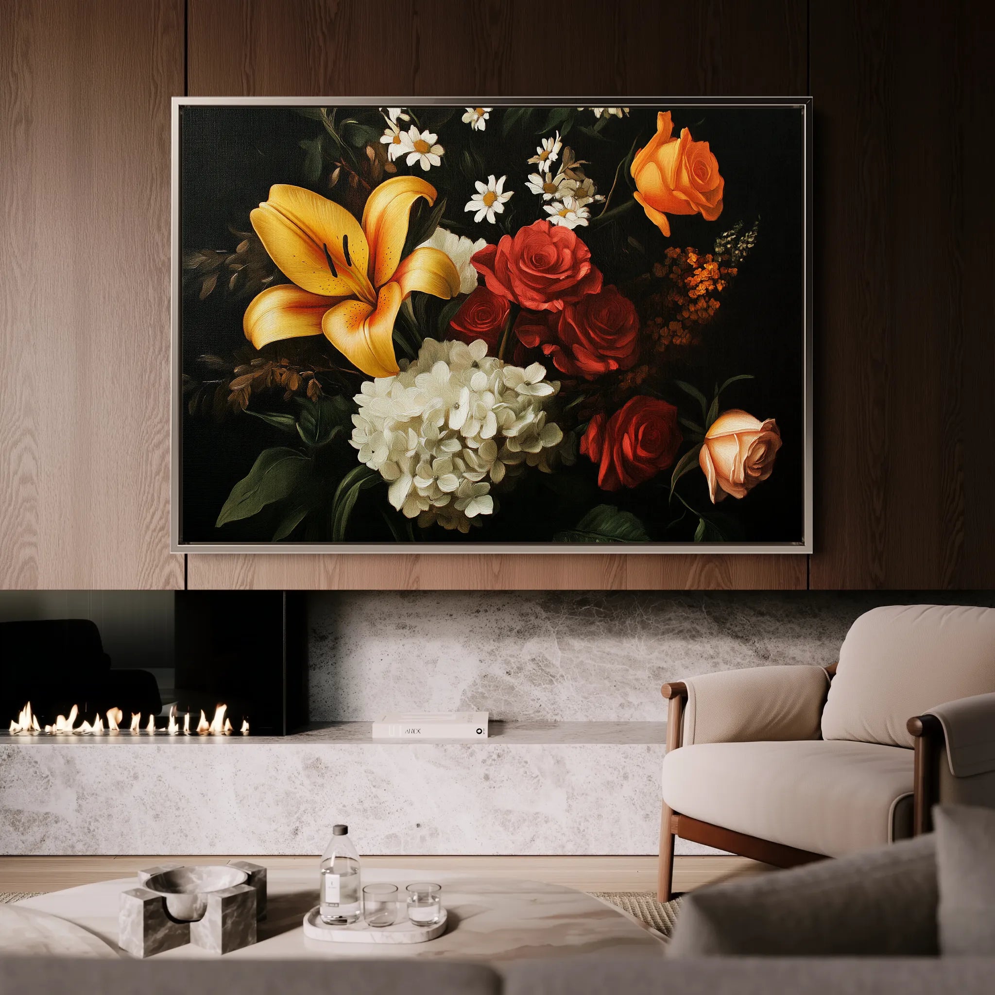 Floral 1092 Canvas Art 60 x 40 cm / Black