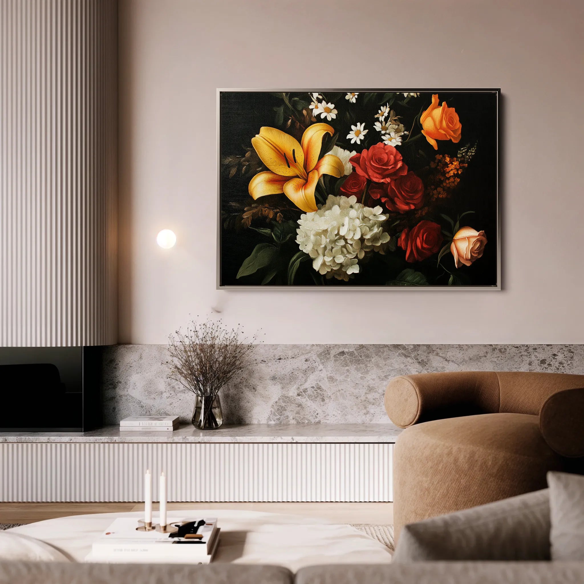 Floral 1092 Canvas Art 60 x 40 cm / Black