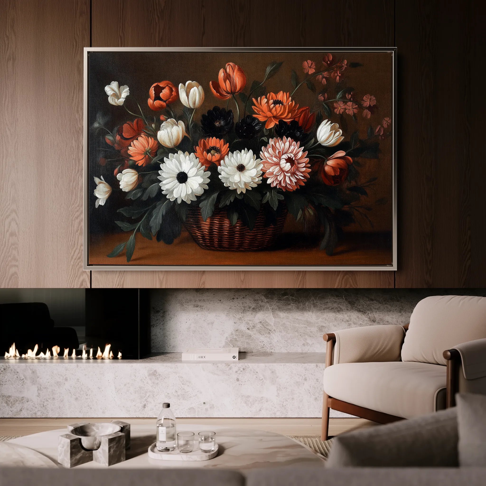 Floral 1094 Canvas Art 60 x 40 cm / Black