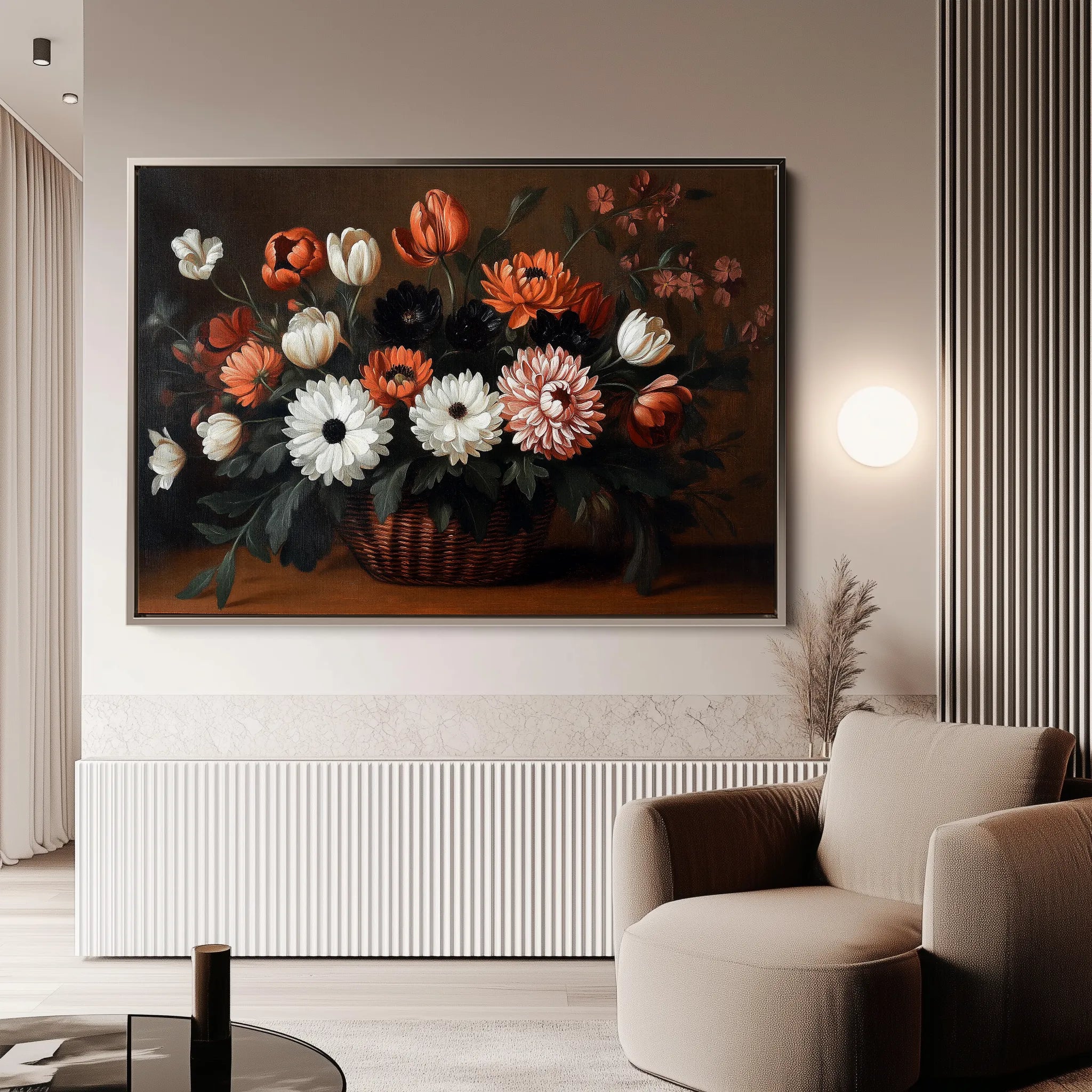 Floral 1094 Canvas Art 60 x 40 cm / Black