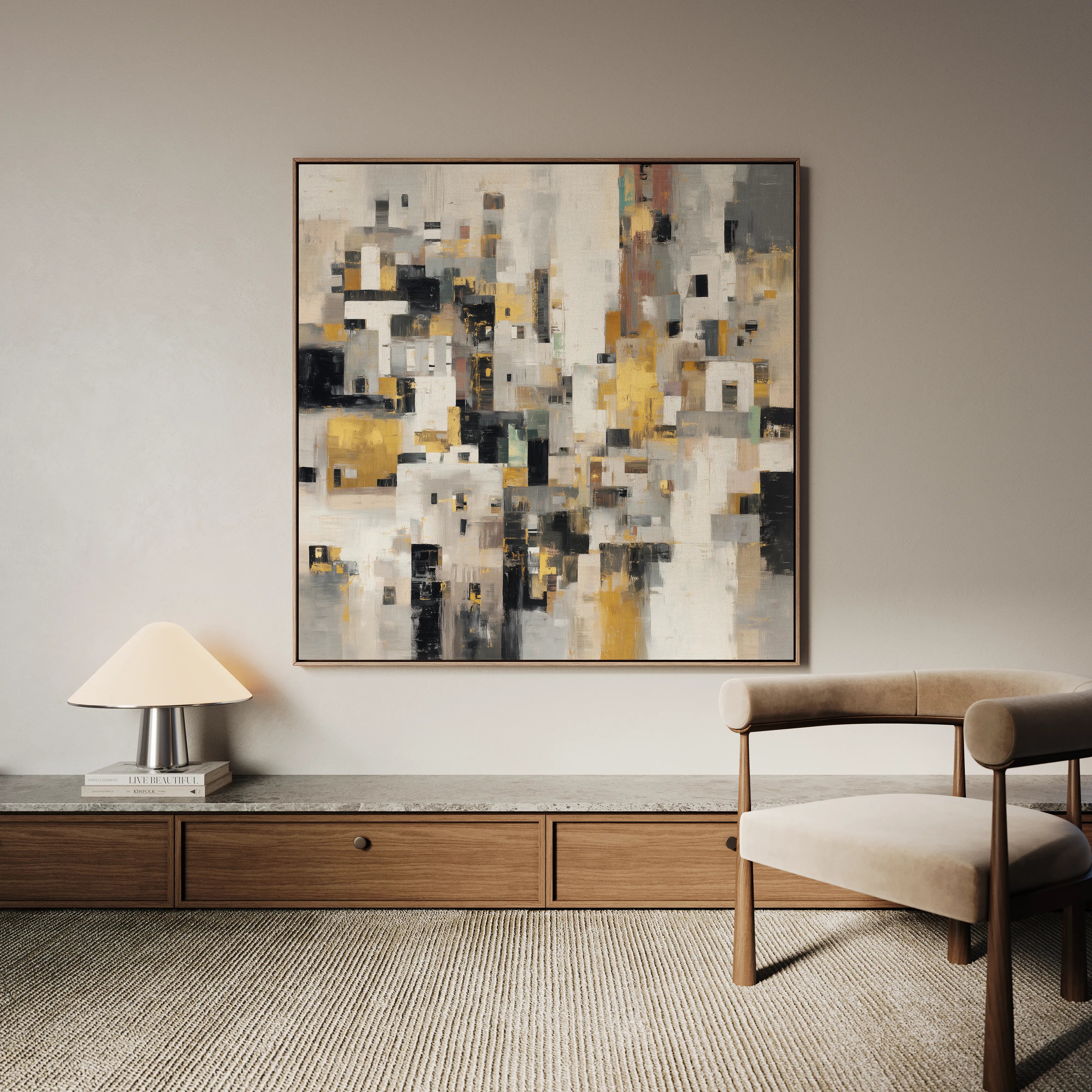 Abstract 1097 Canvas Art 60 x 60 cm / Black
