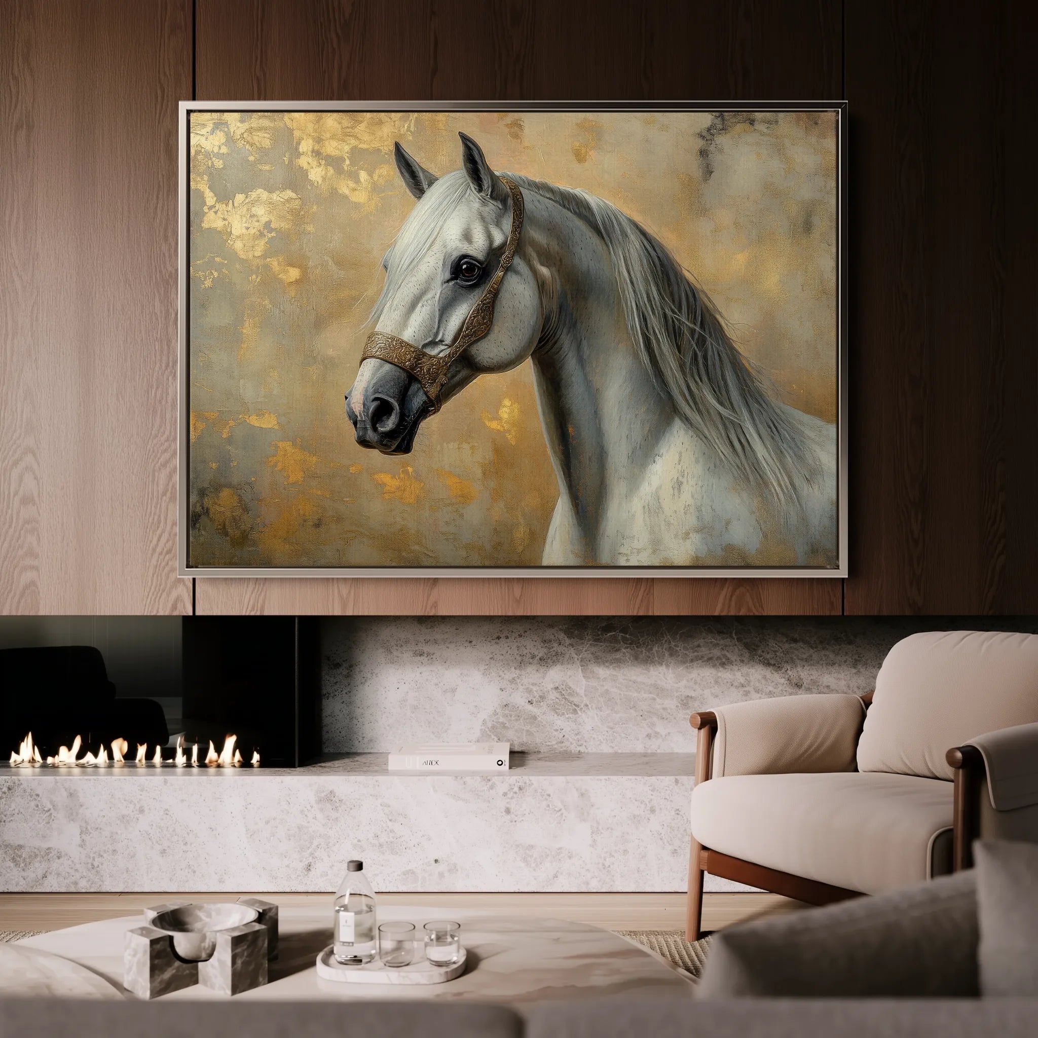 Horses 110 Canvas Art 60 x 40 cm / Black