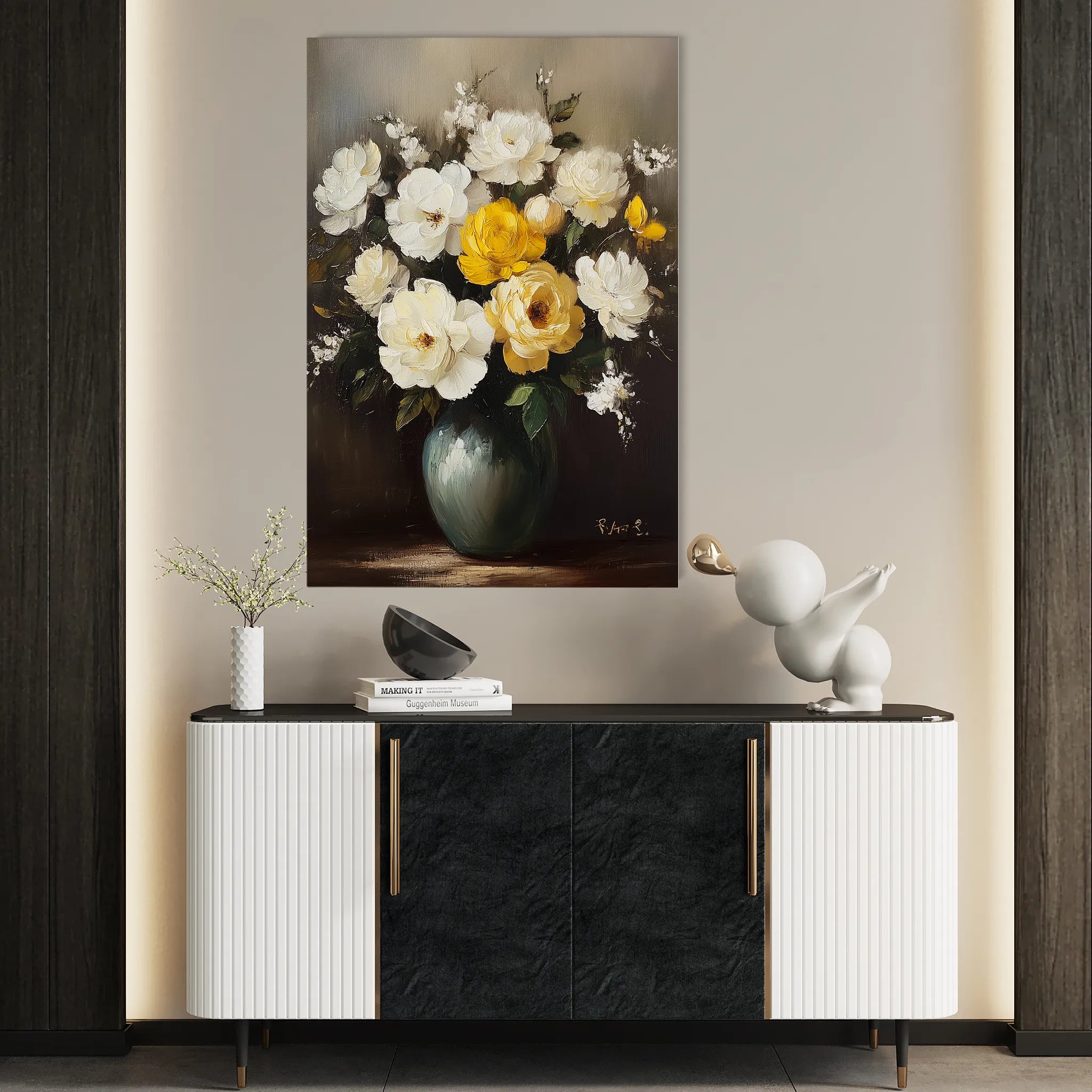 Floral 1114 Canvas Art 60 x 40 cm / Black