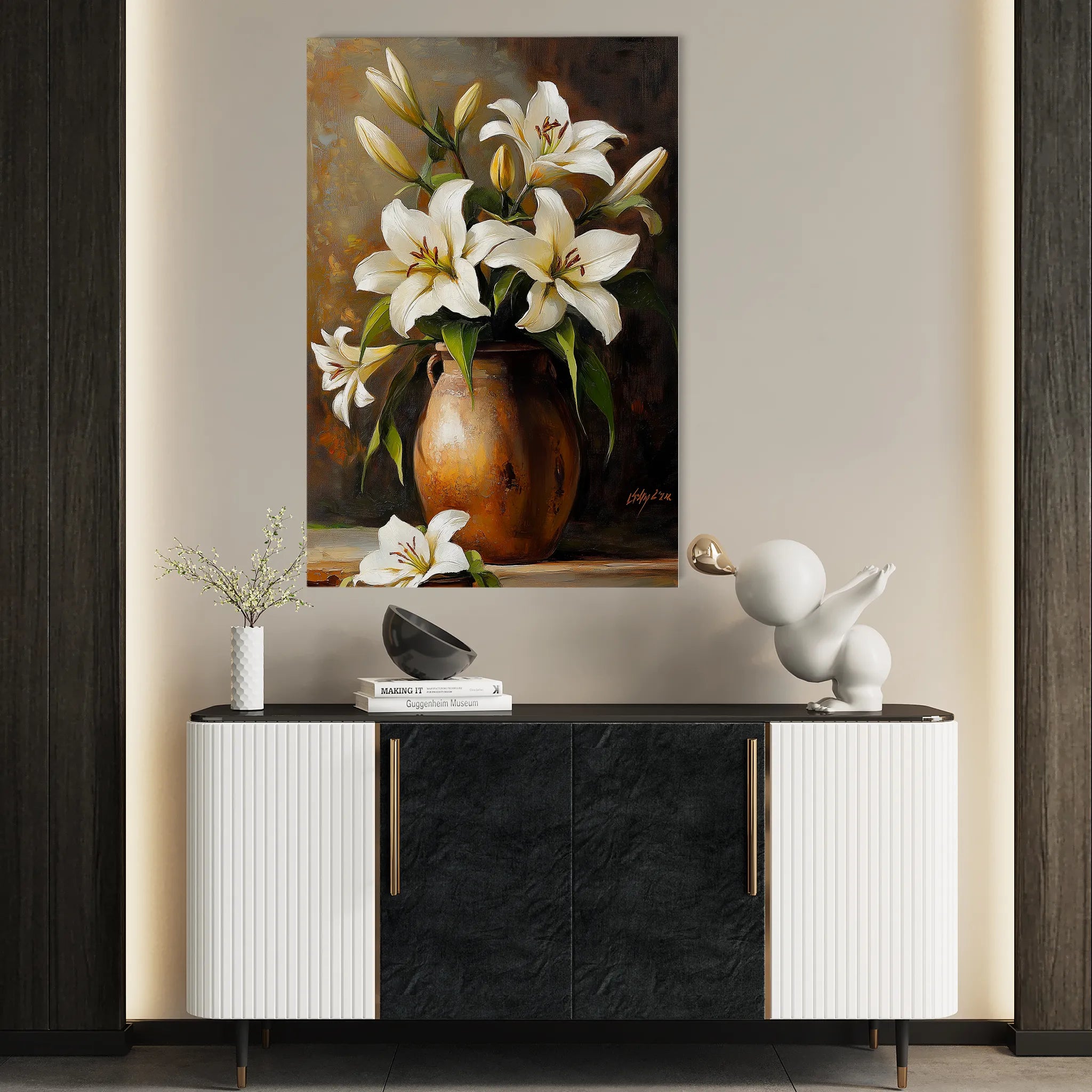 Floral 1117 Canvas Art 60 x 40 cm / Black