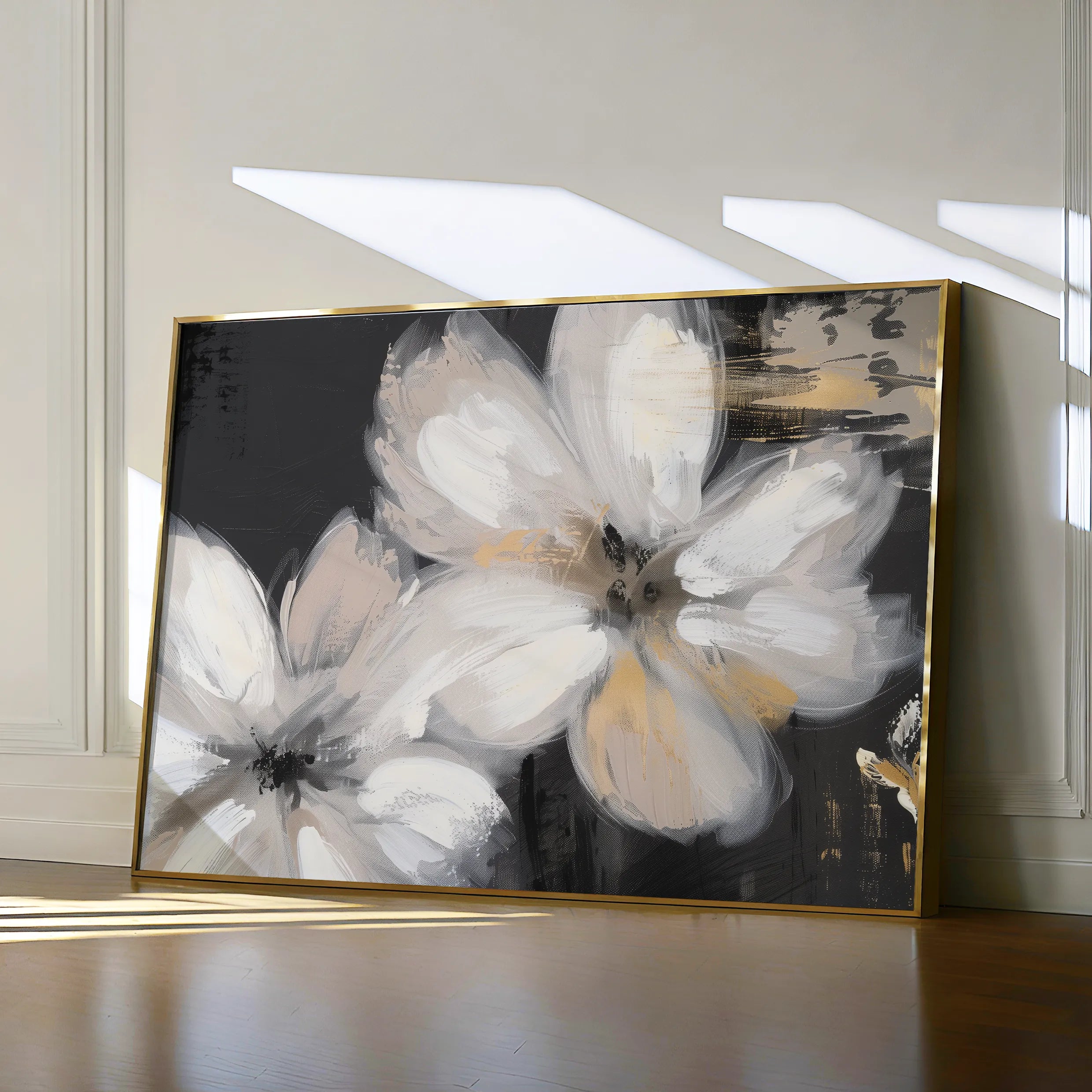 Floral 112 Canvas Art 60 x 40 cm / Black