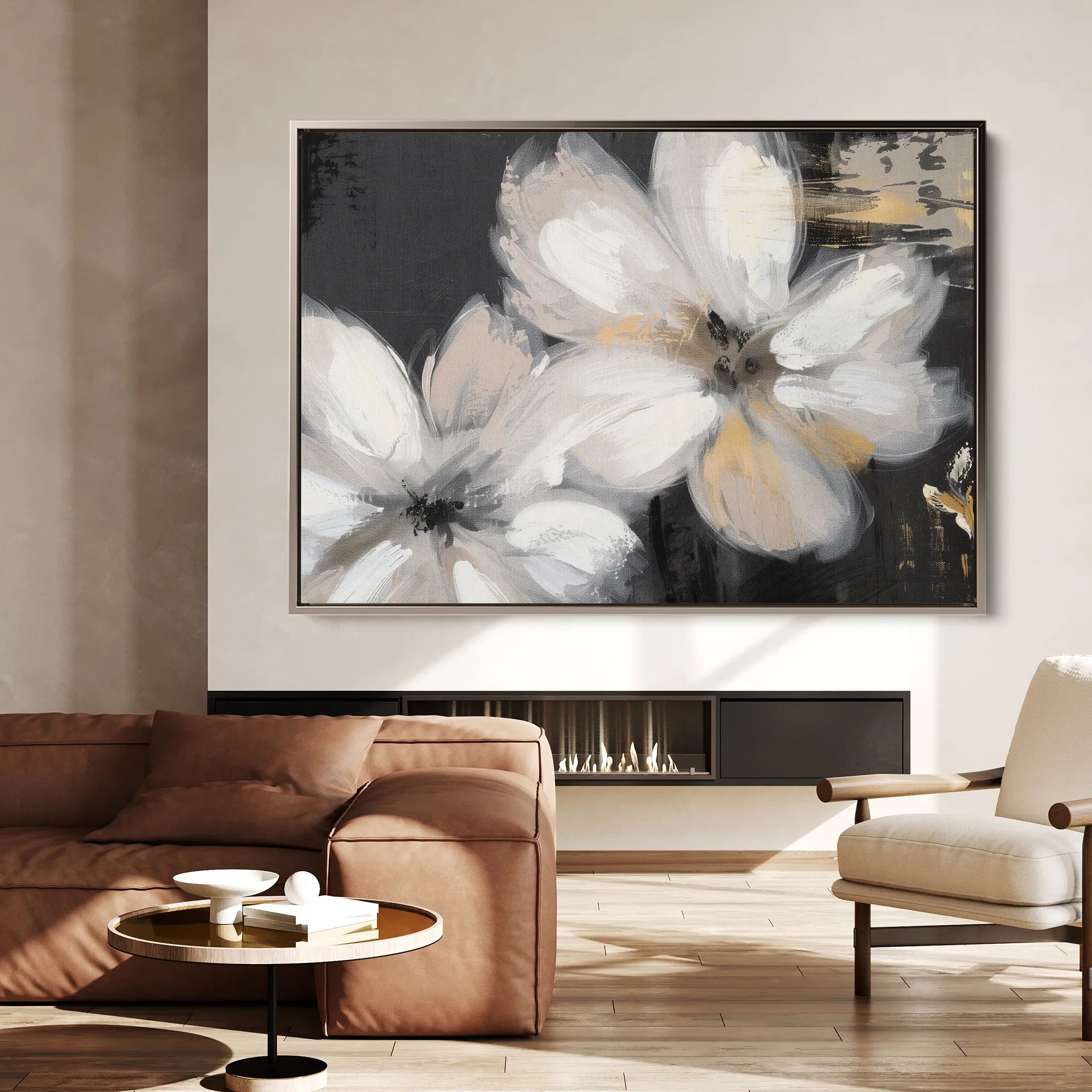Floral 112 Canvas Art 60 x 40 cm / Black