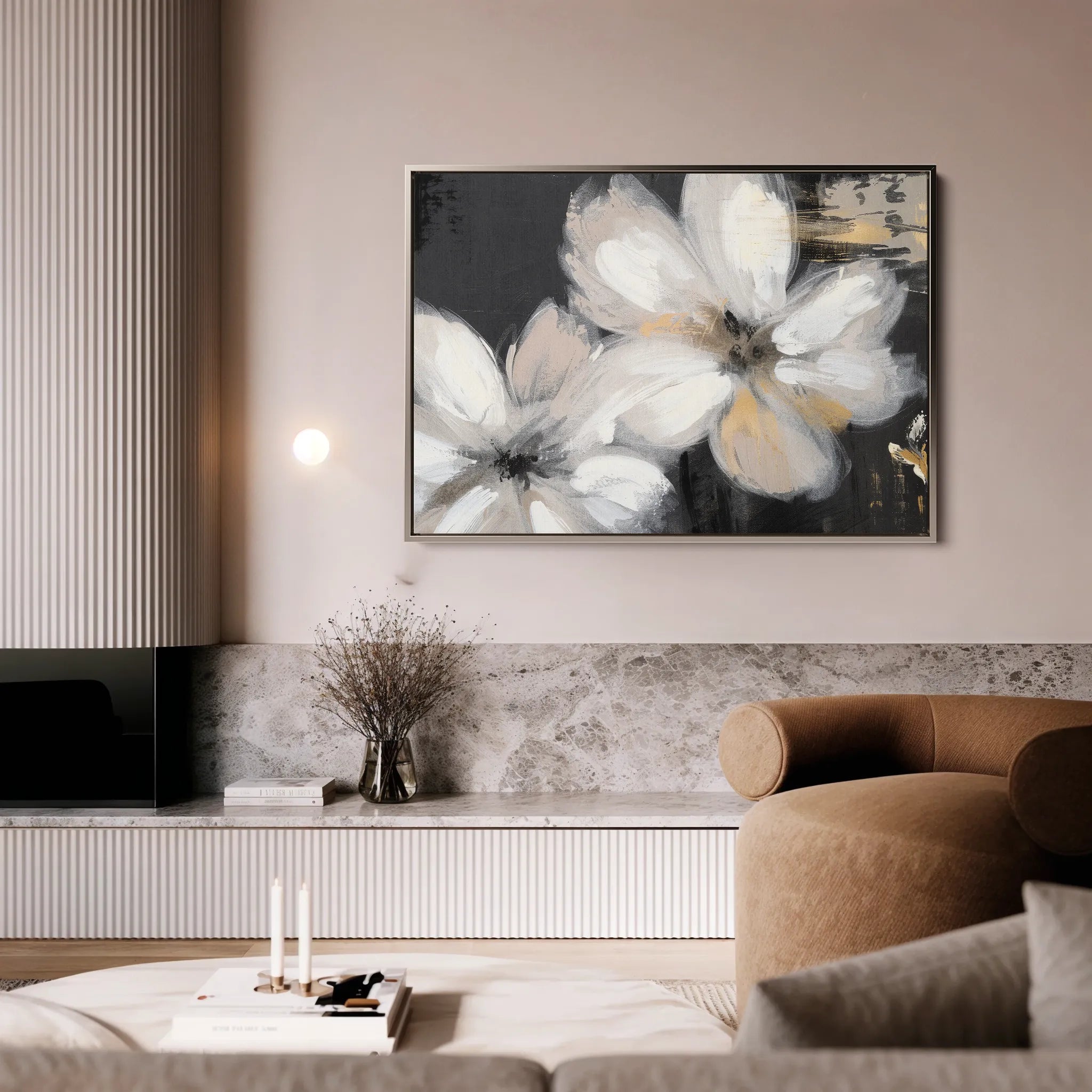 Floral 112 Canvas Art 60 x 40 cm / Black