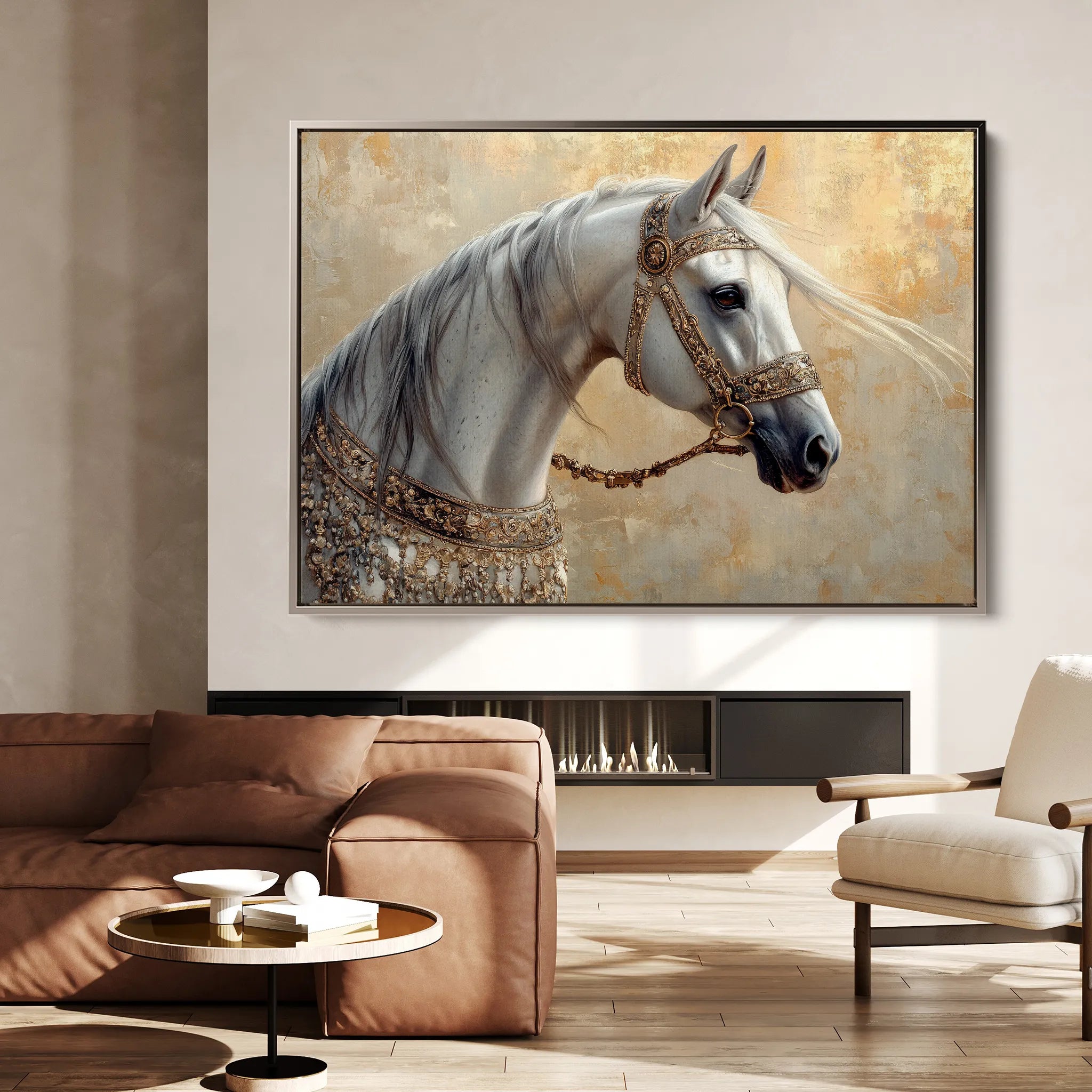 Horses 112 Canvas Art 60 x 40 cm / Black