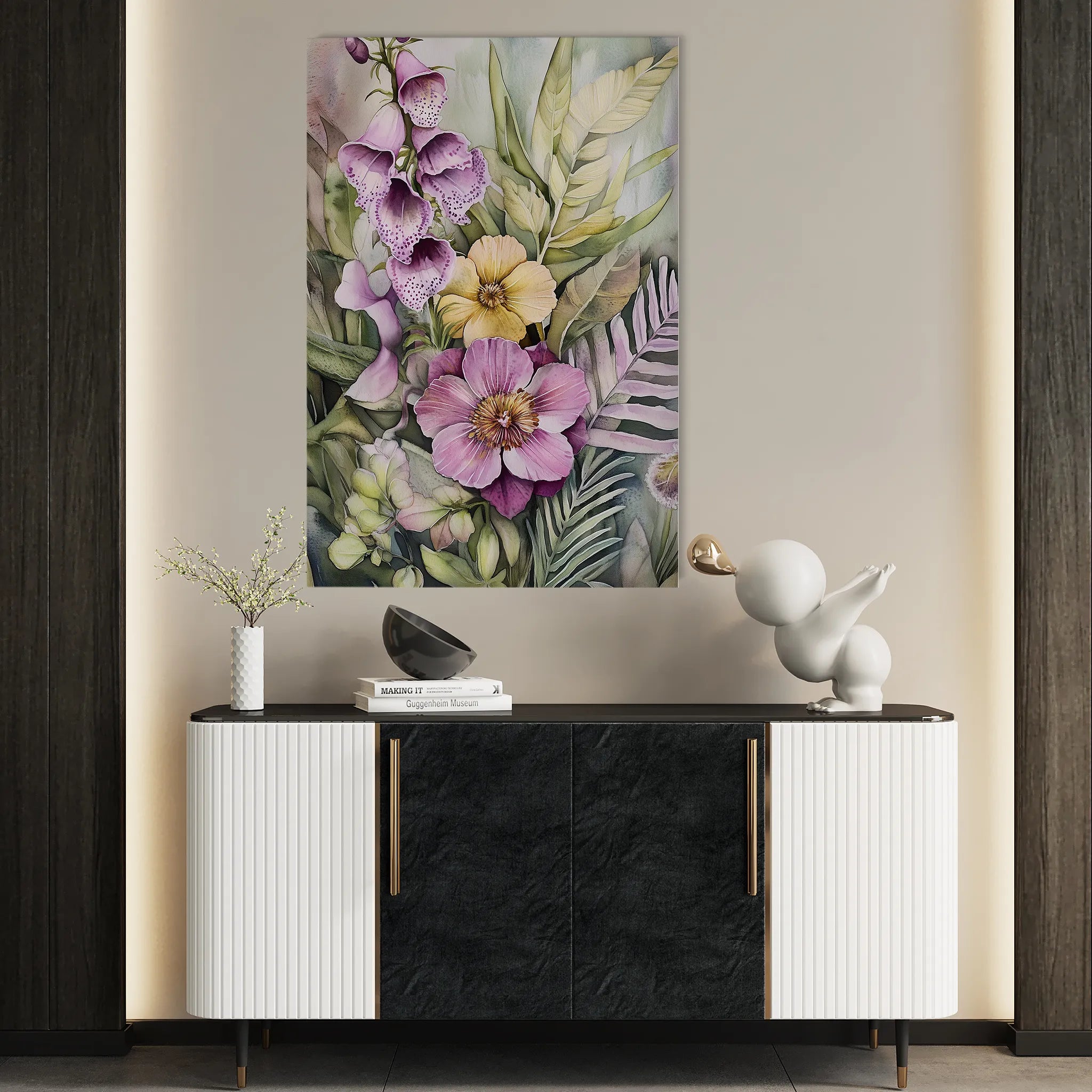 Floral 1122 Canvas Art 60 x 40 cm / Black