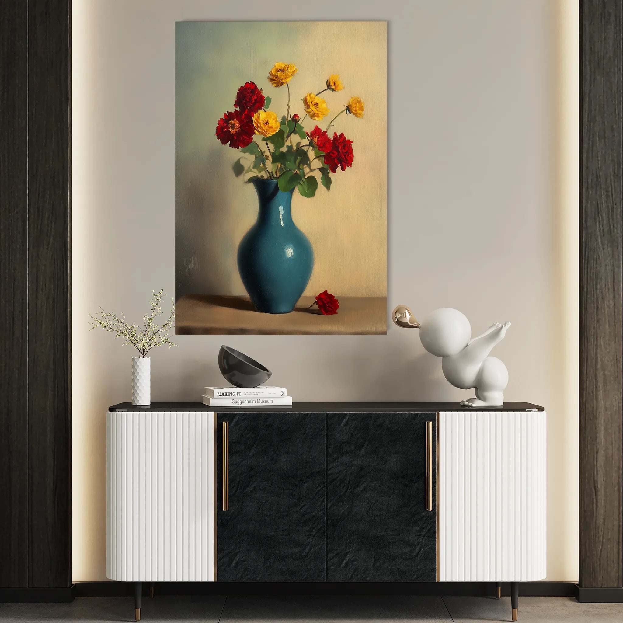 Floral 1125 Canvas Art 60 x 40 cm / Black