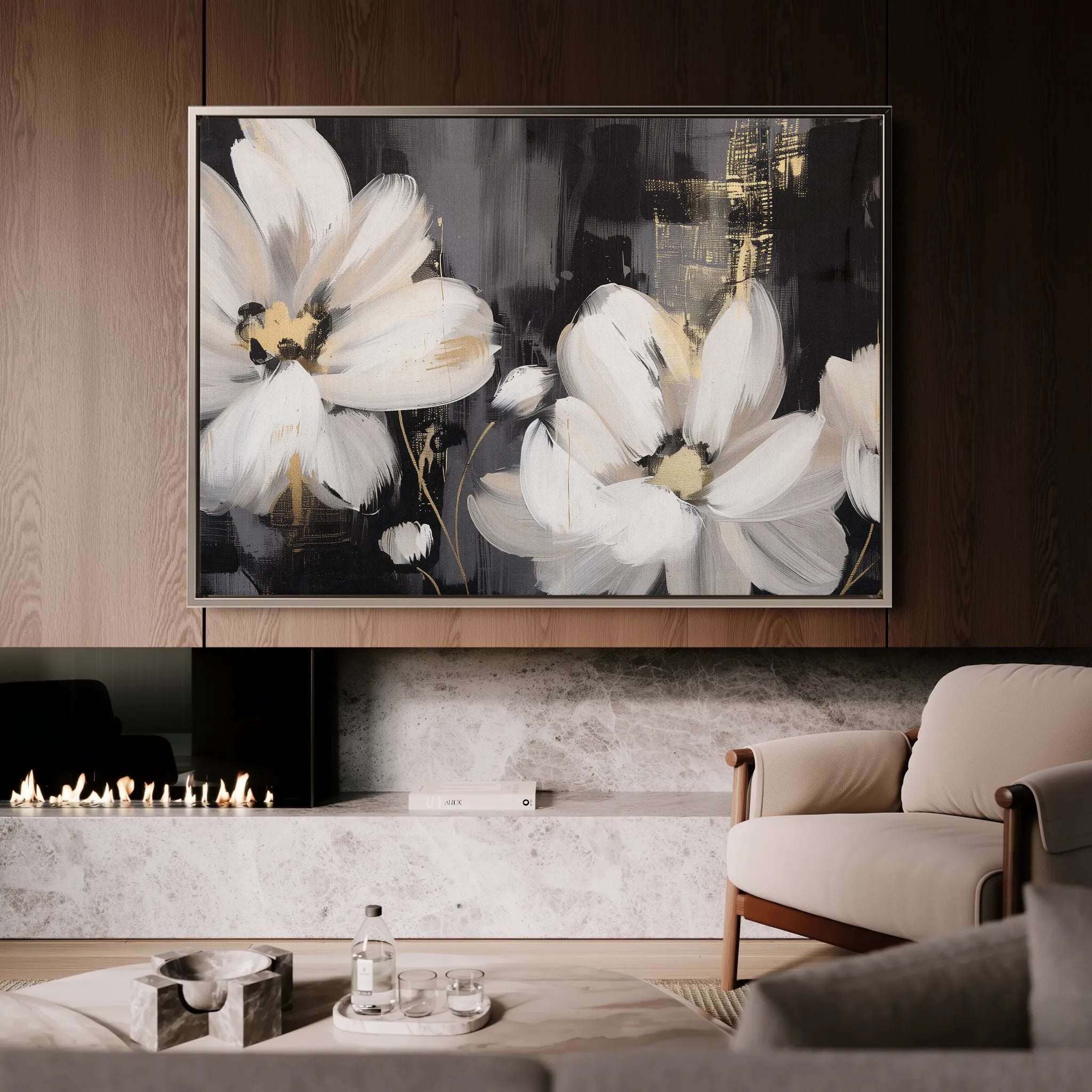 Floral 113 Canvas Art 60 x 40 cm / Black
