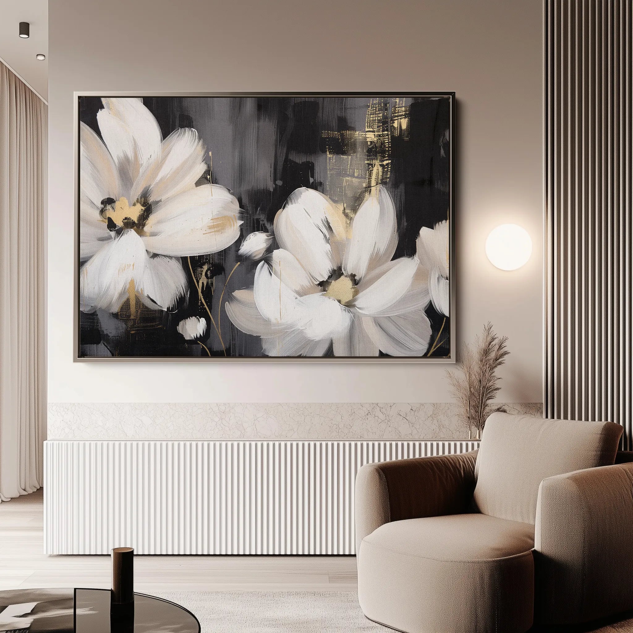 Floral 113 Canvas Art 60 x 40 cm / Black