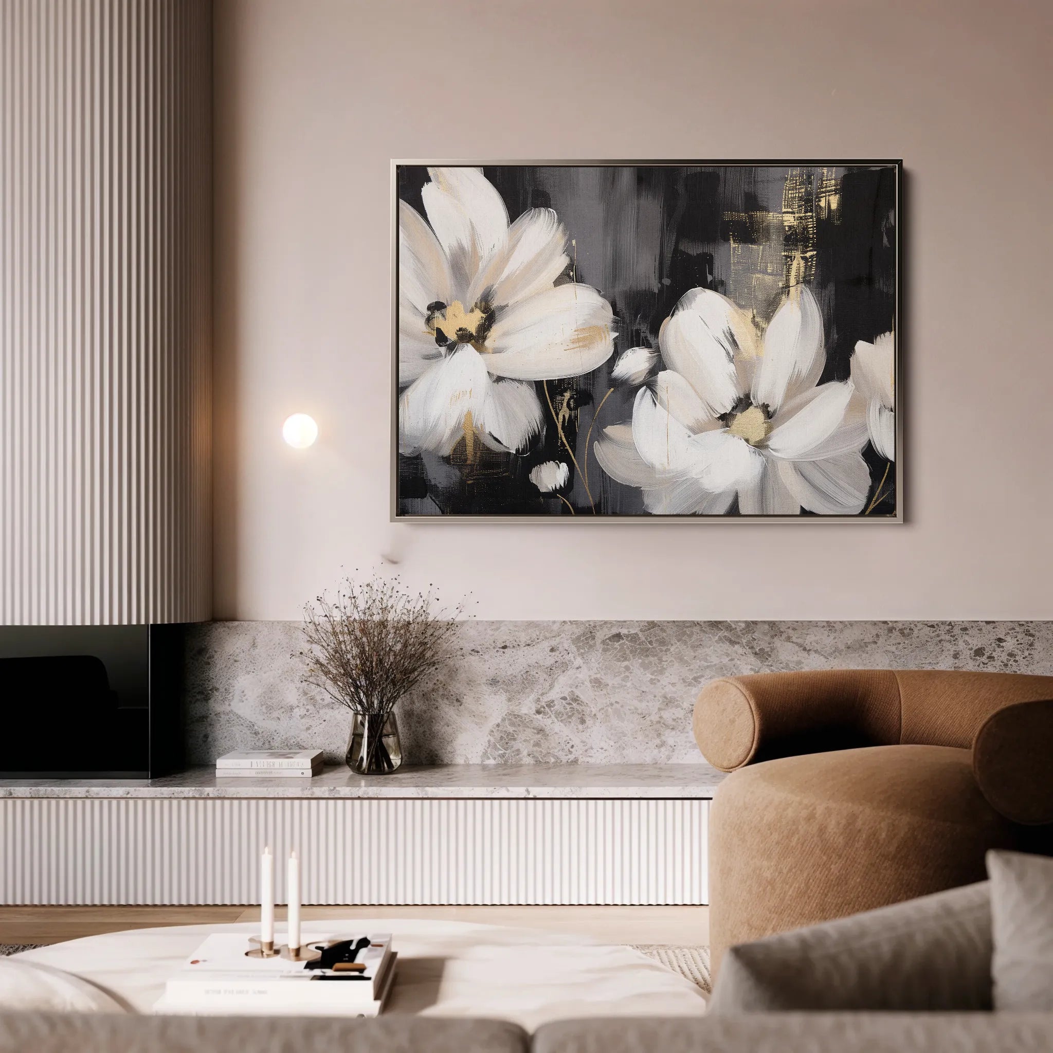 Floral 113 Canvas Art 60 x 40 cm / Black