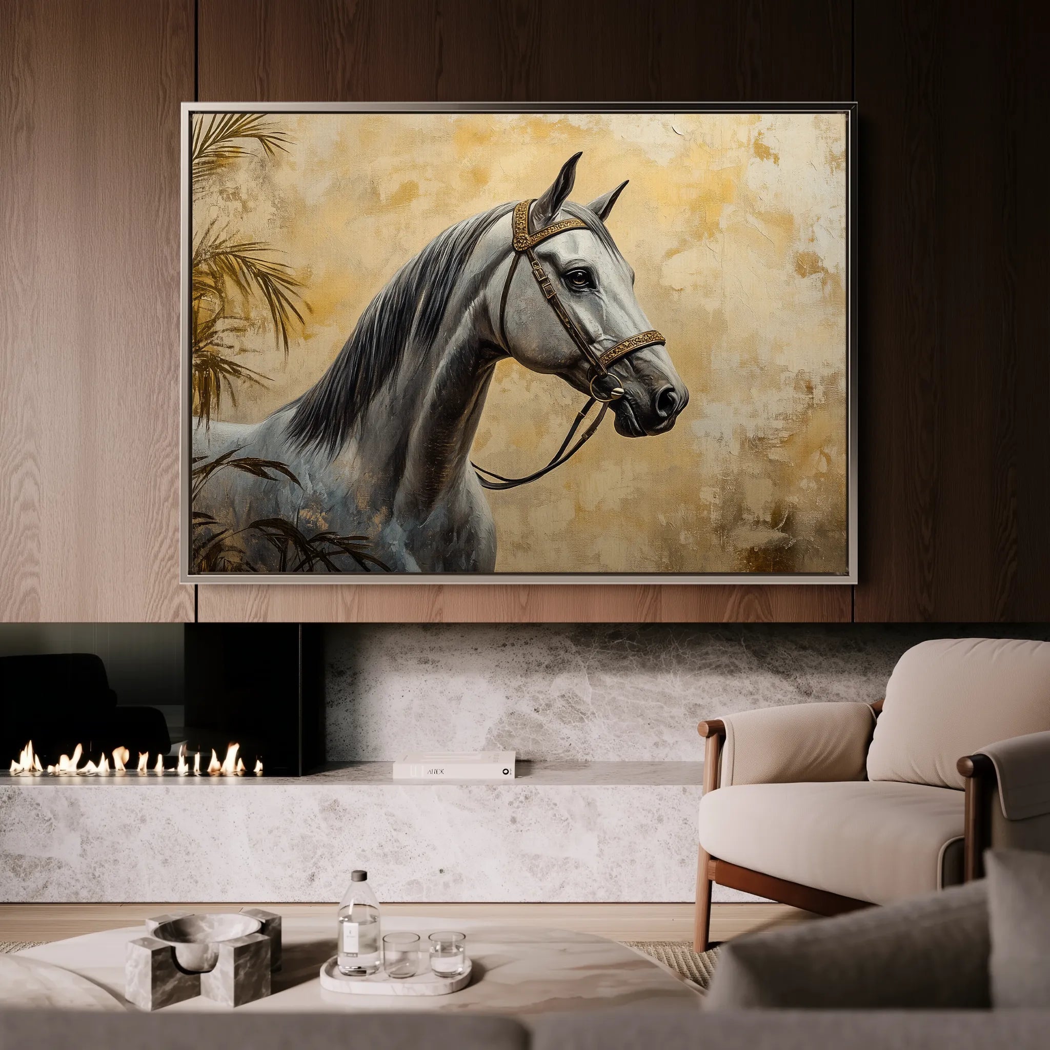 Horses 113 Canvas Art 60 x 40 cm / Black