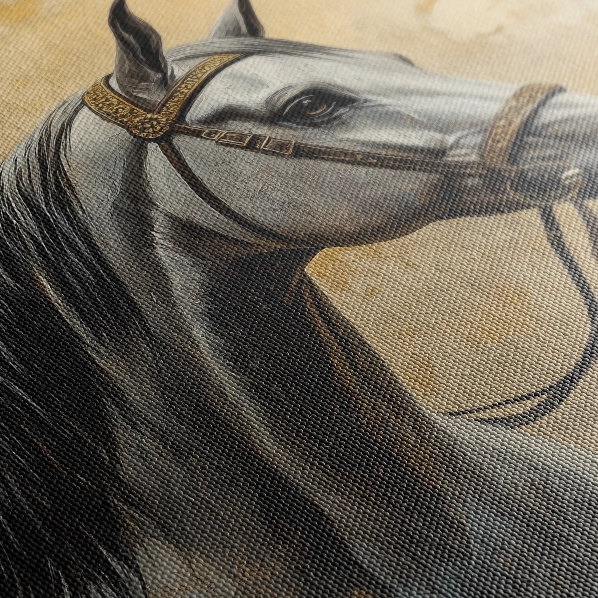 Horses 113 Canvas Art 60 x 40 cm / Black