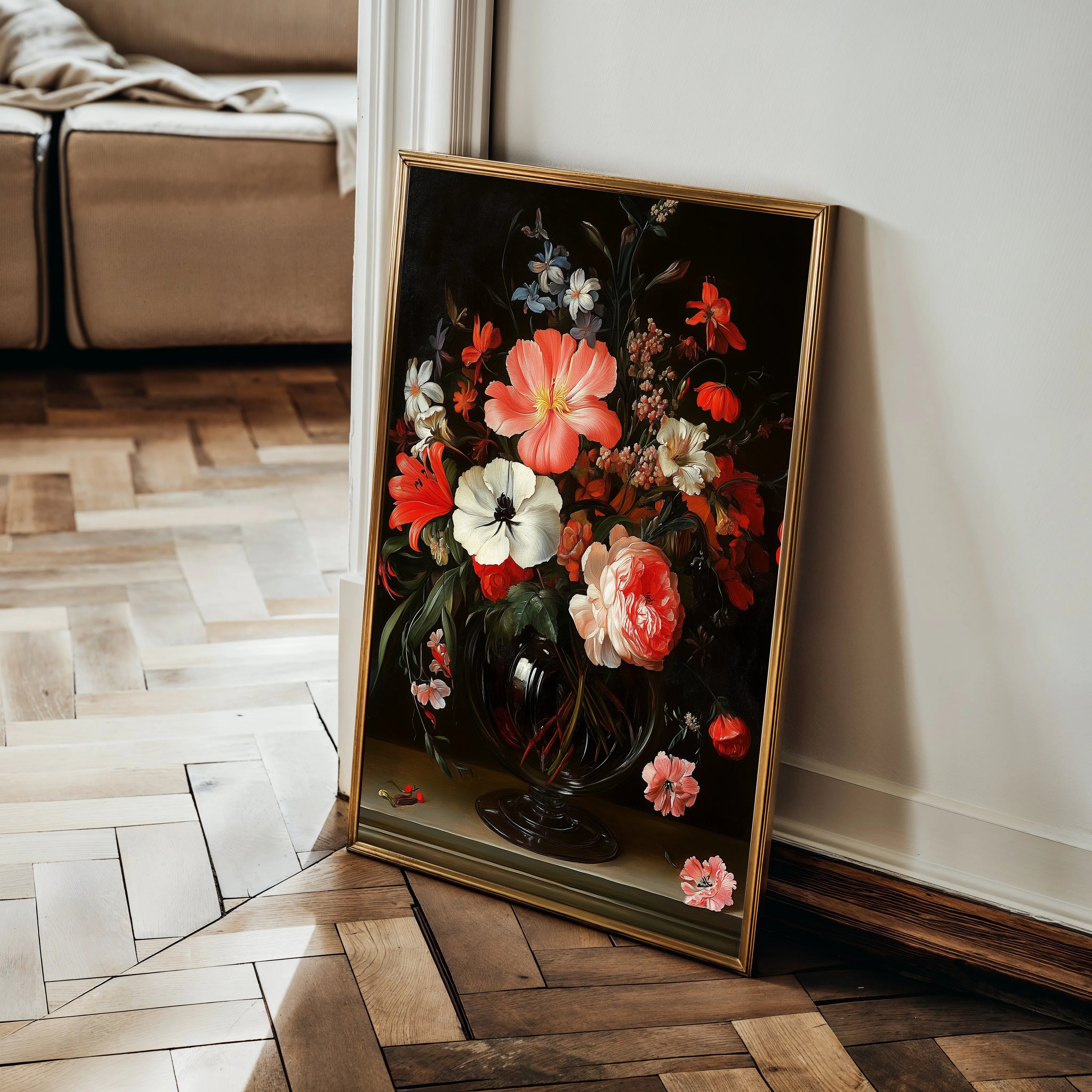 Floral 1133 Canvas Art 60 x 40 cm / Black