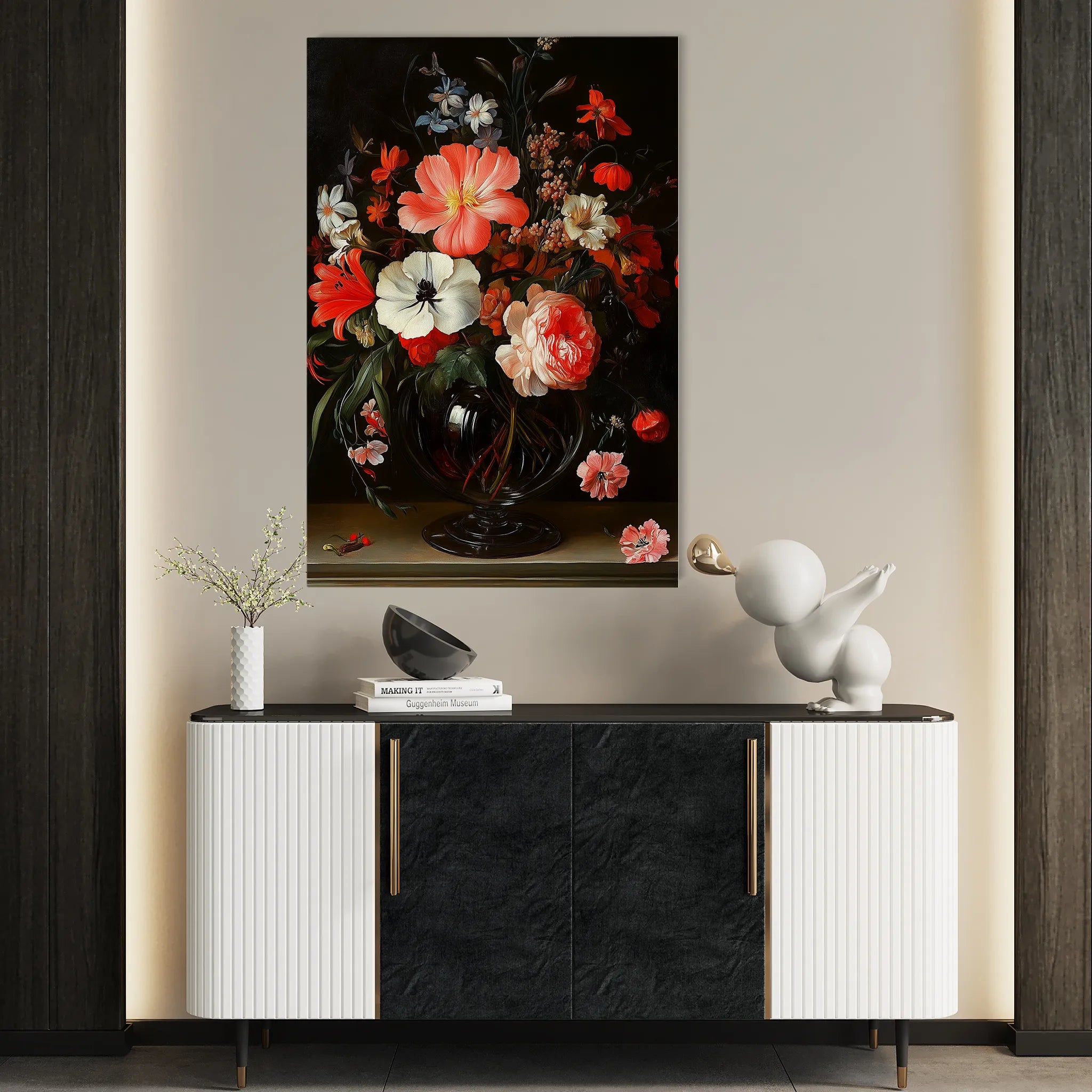 Floral 1133 Canvas Art 60 x 40 cm / Black