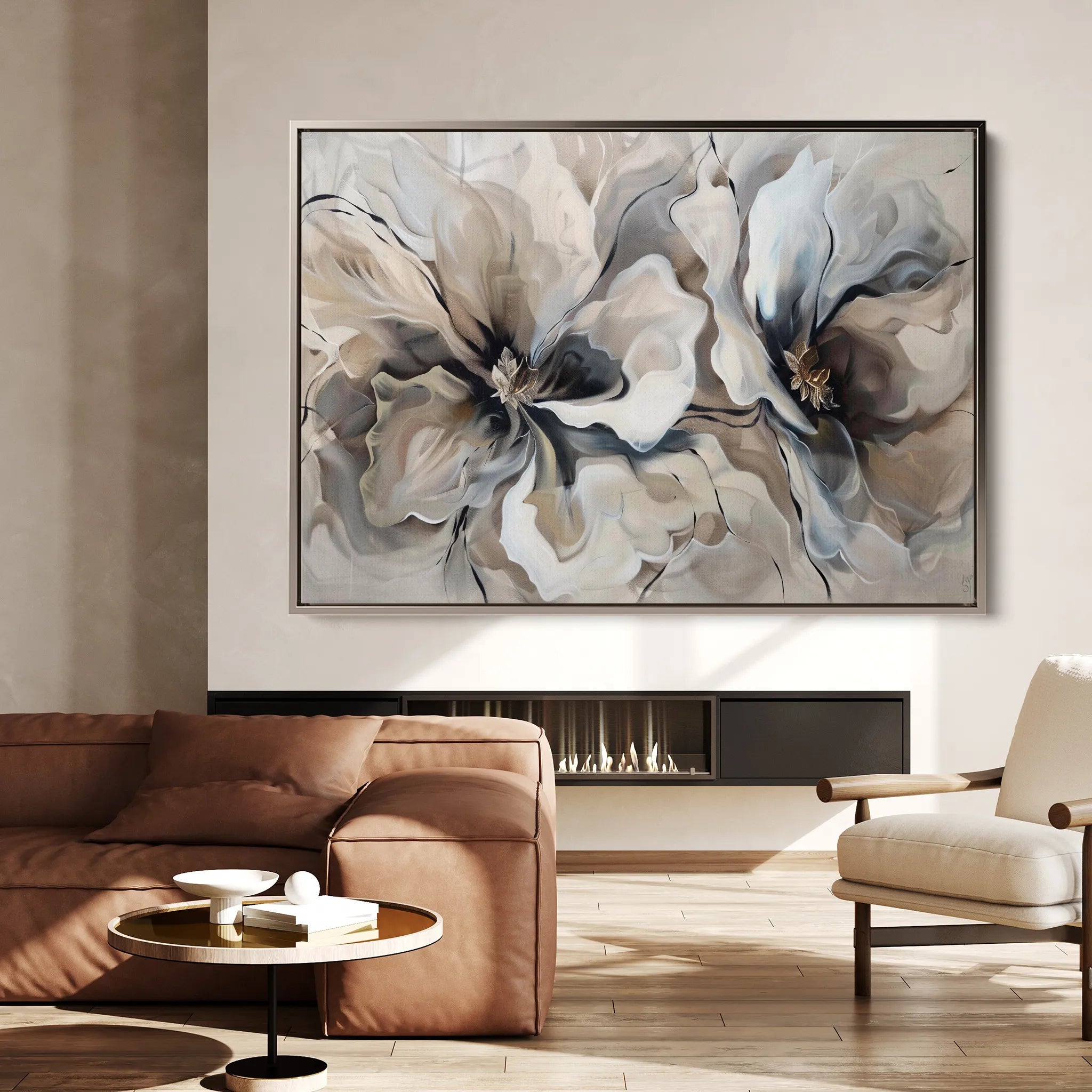 Floral 114 Canvas Art 60 x 40 cm / Black