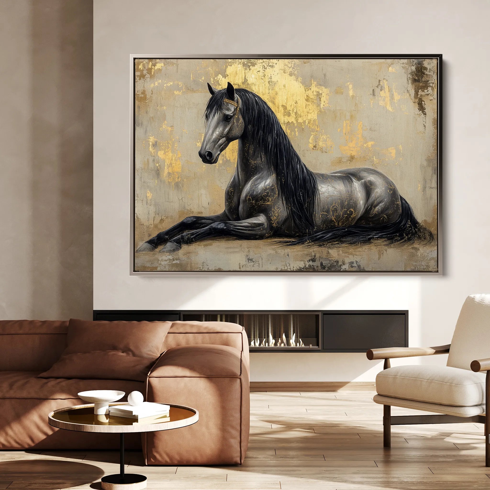 Horses 114 Canvas Art 60 x 40 cm / Black