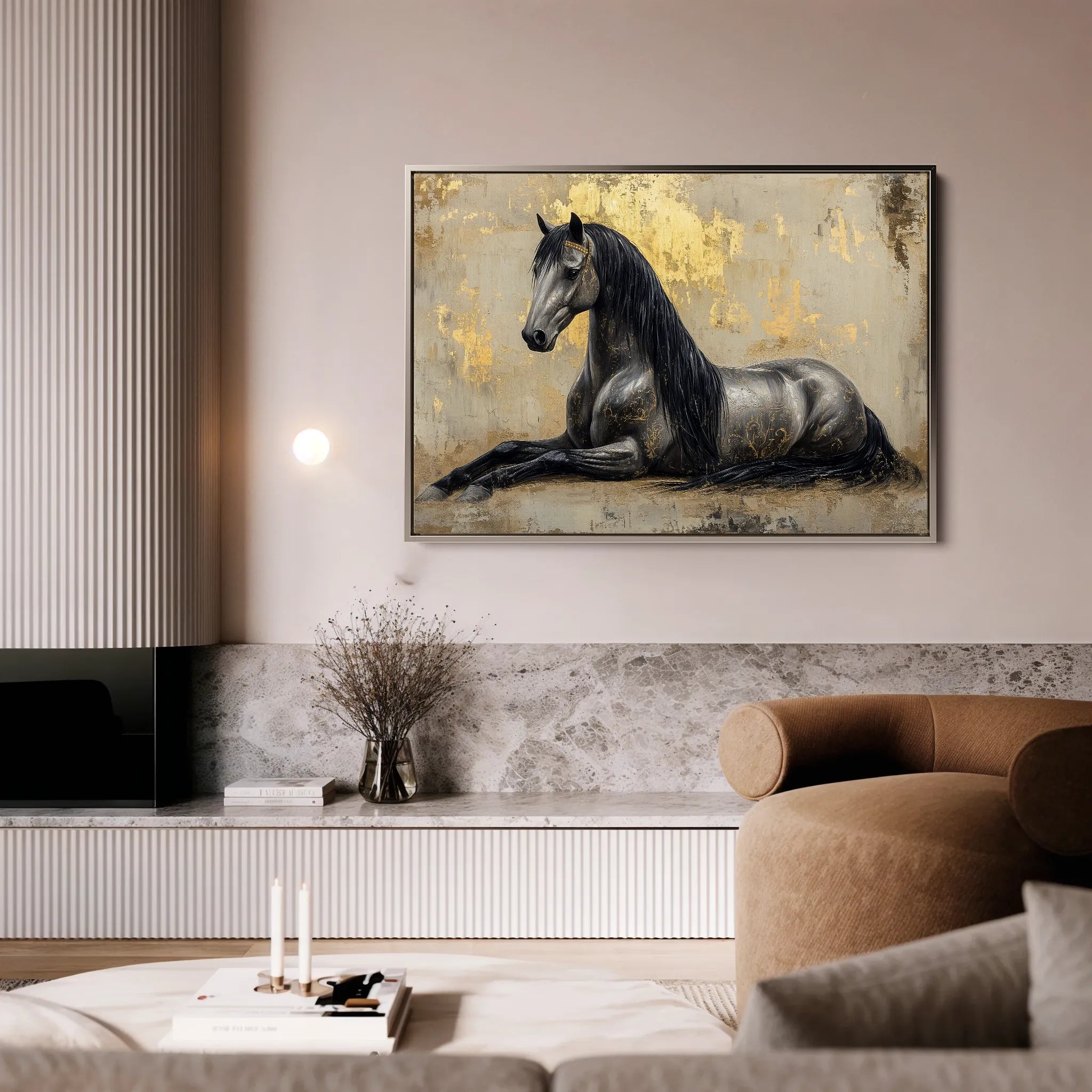 Horses 114 Canvas Art 60 x 40 cm / Black