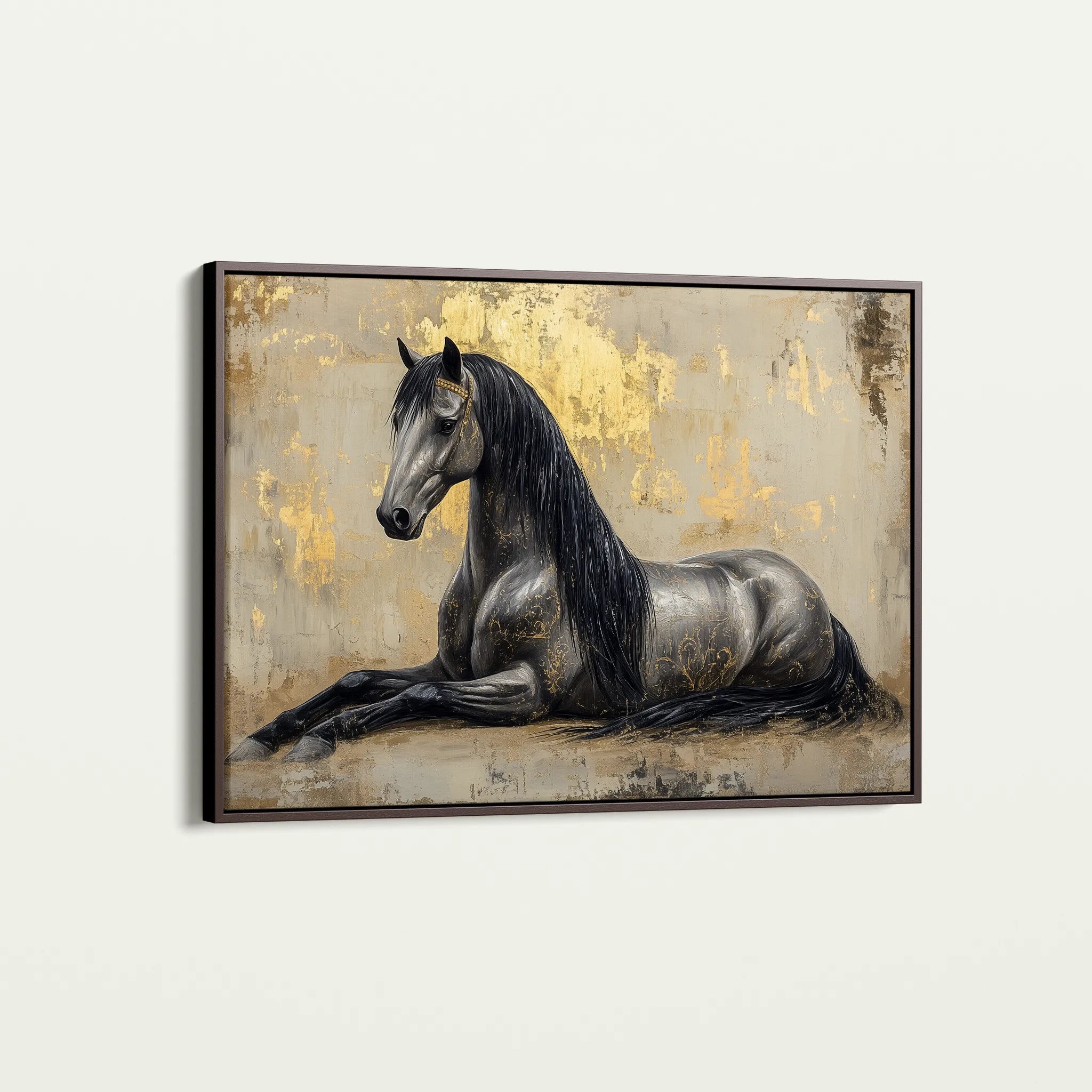 Horses 114 Canvas Art 60 x 40 cm / Black