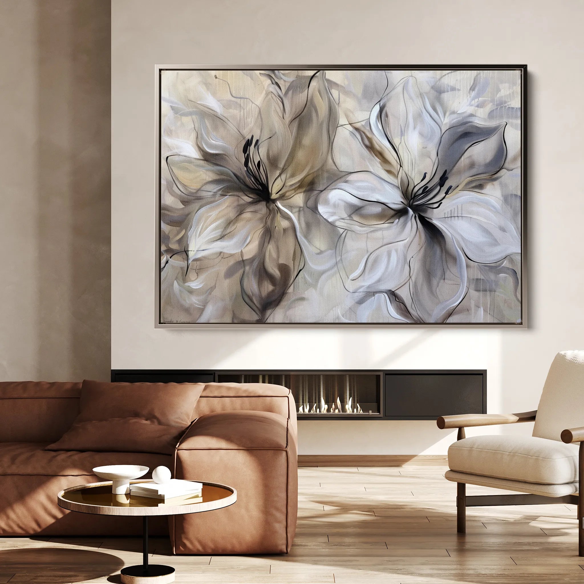 Floral 115 Canvas Art 60 x 40 cm / Black