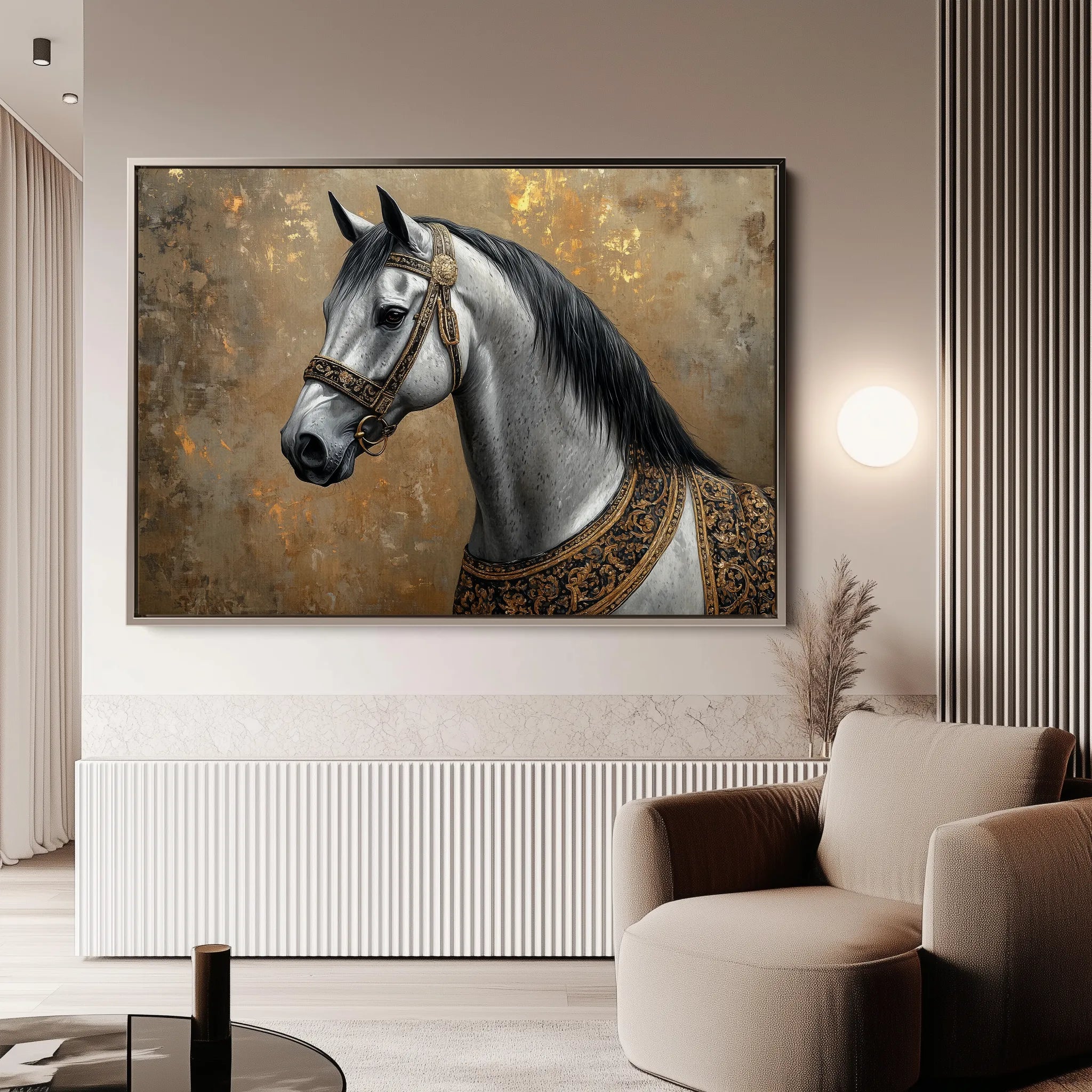 Horses 117 Canvas Art 60 x 40 cm / Black