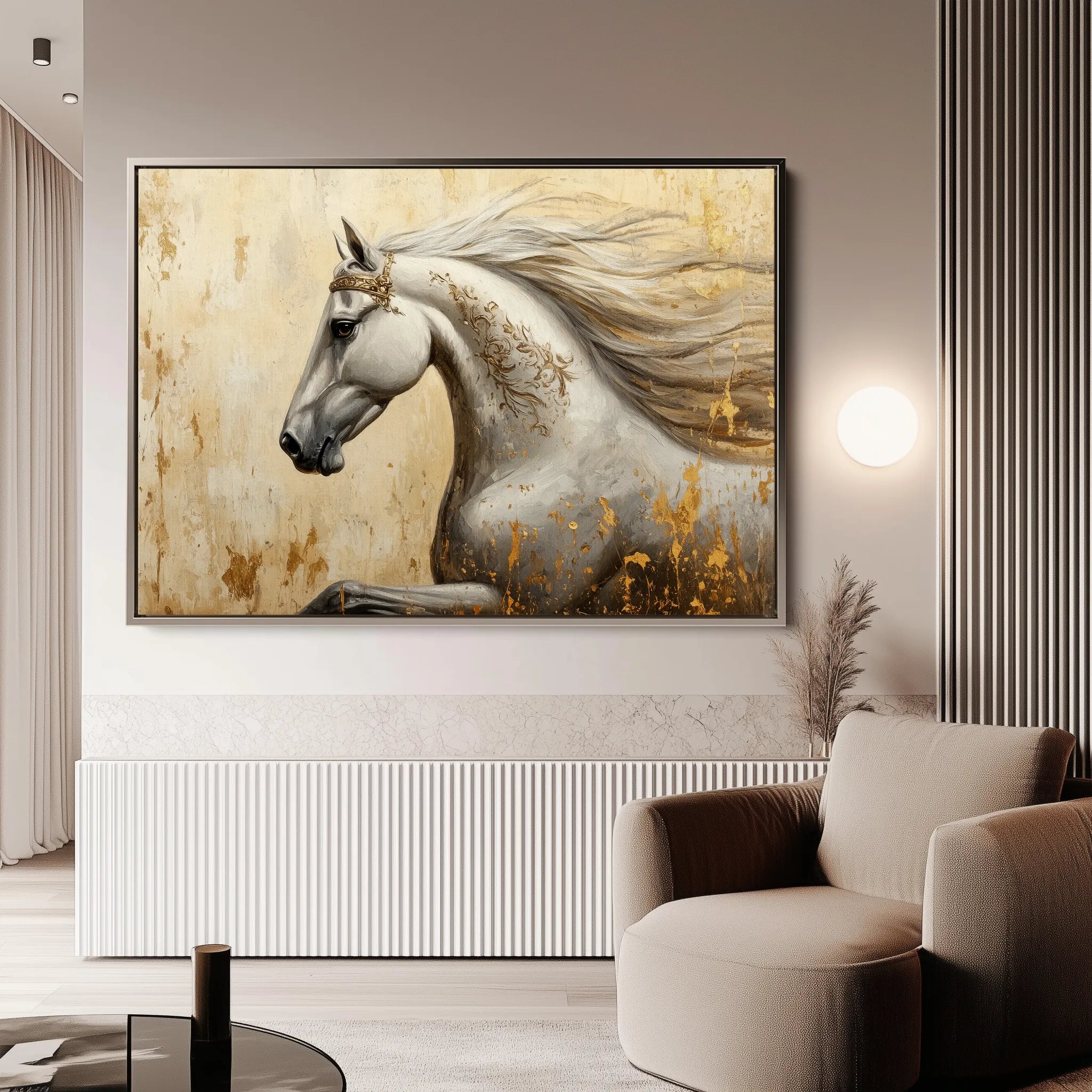 Horses 118 Canvas Art 60 x 40 cm / Black