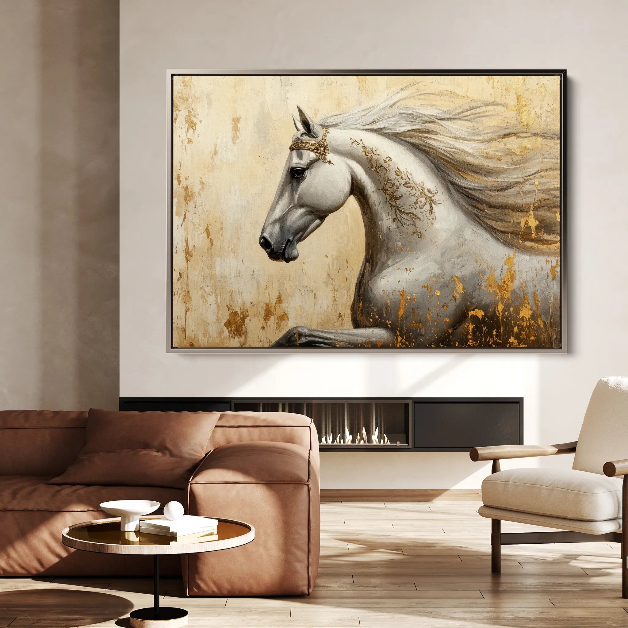 Horses 118 Canvas Art 60 x 40 cm / Black