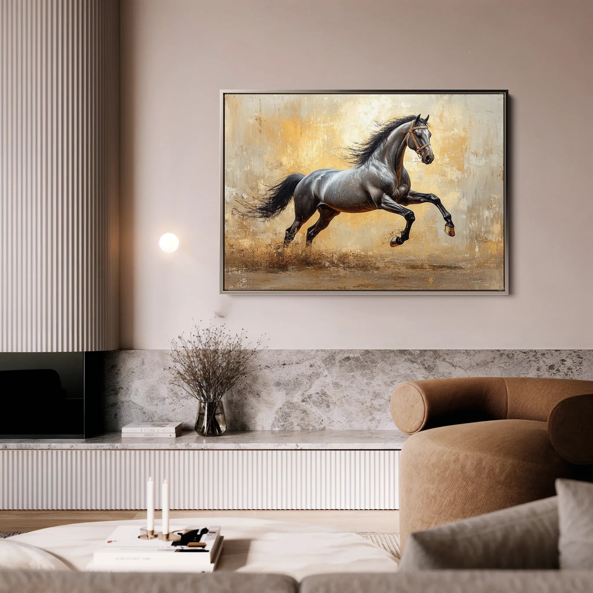 Horses 120 Canvas Art 60 x 40 cm / Black