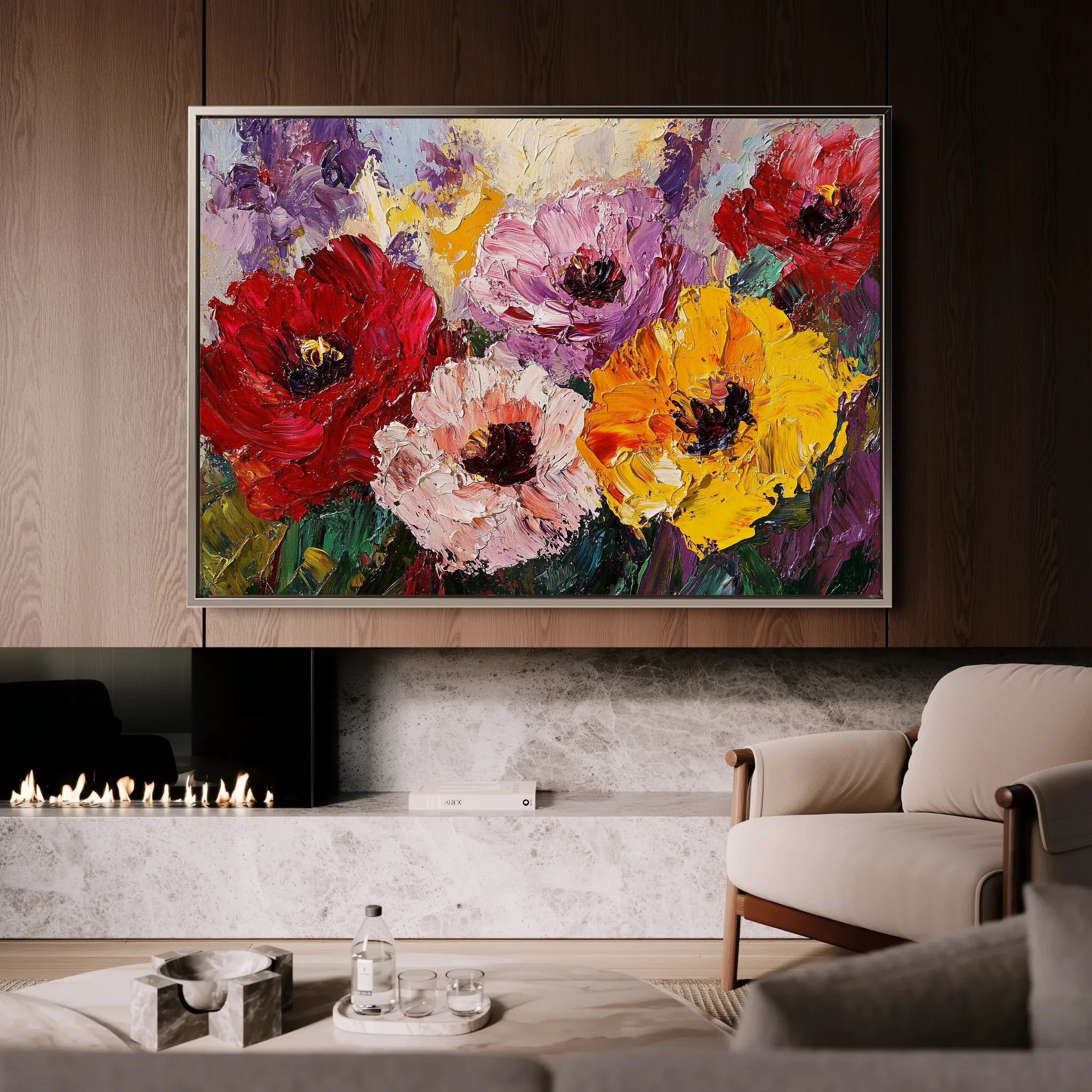 Floral 1205 Canvas Art 60 x 40 cm / Black