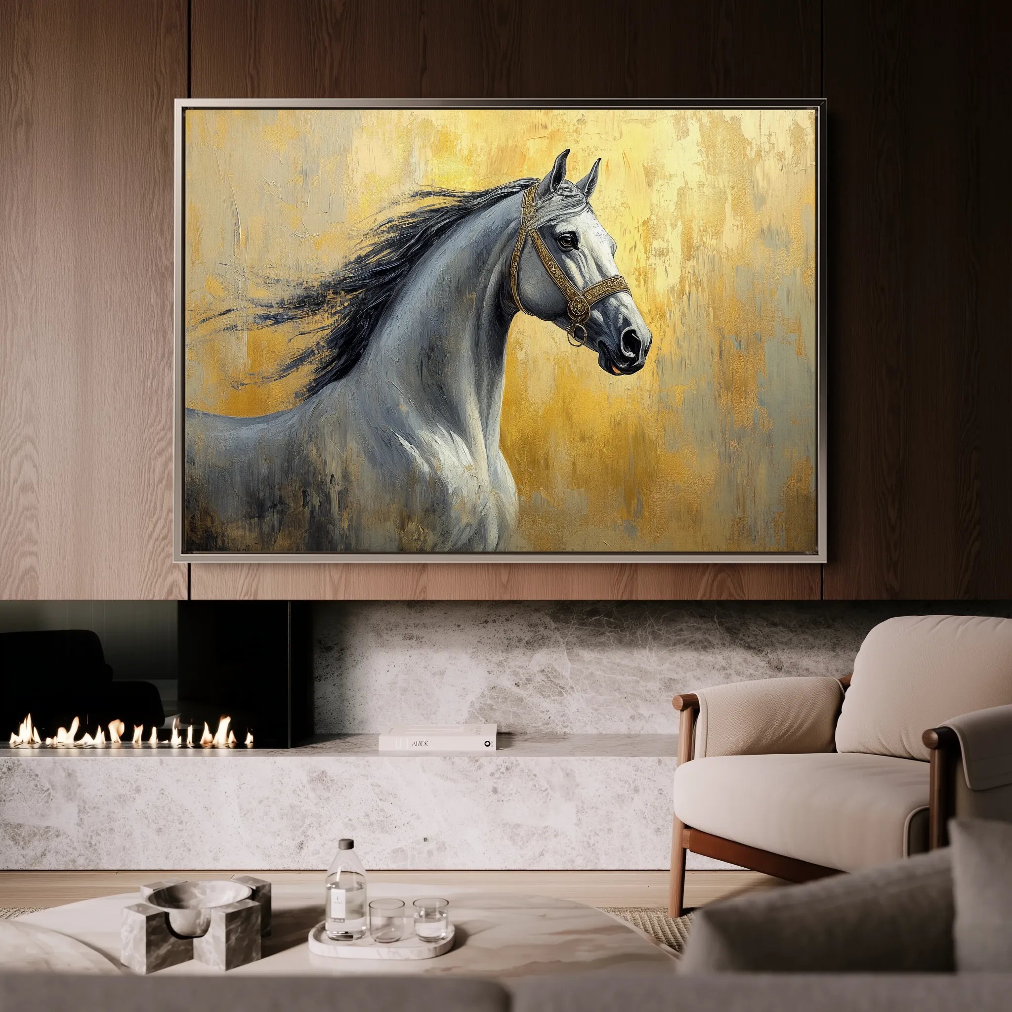 Horses 121 Canvas Art 60 x 40 cm / Black