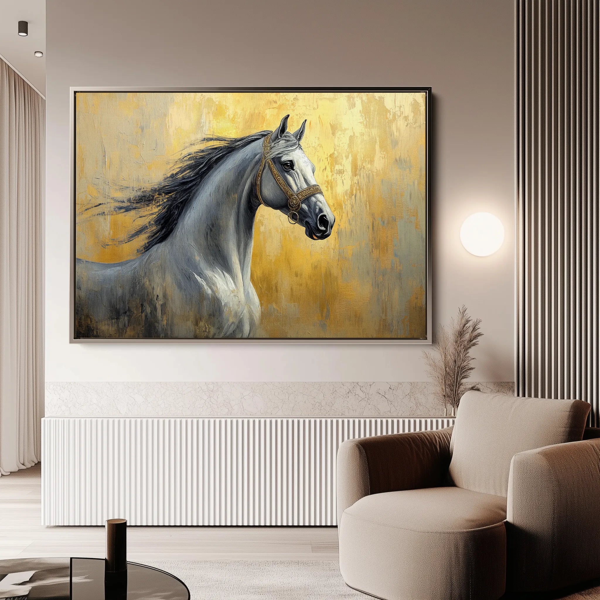 Horses 121 Canvas Art 60 x 40 cm / Black