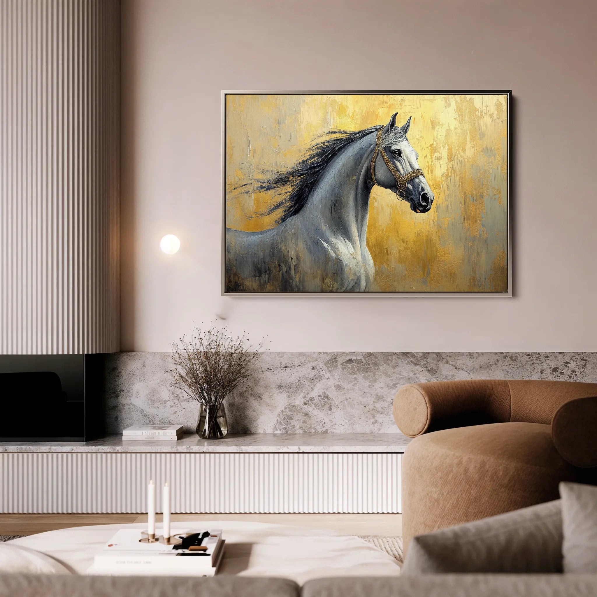 Horses 121 Canvas Art 60 x 40 cm / Black