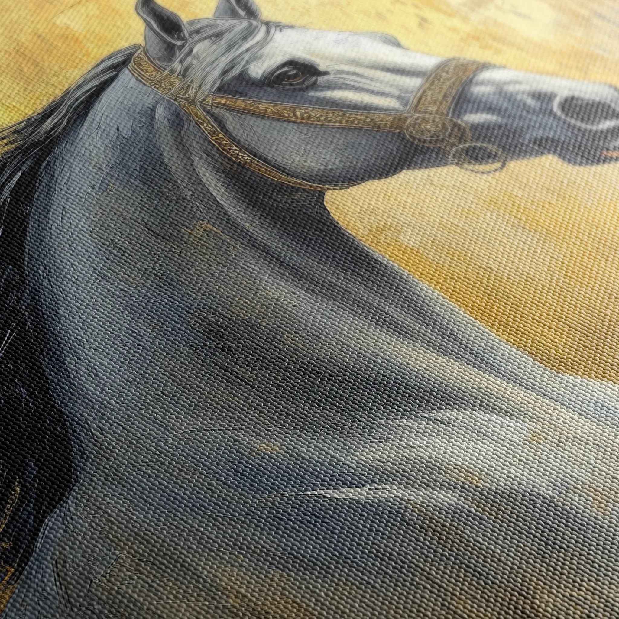 Horses 121 Canvas Art 60 x 40 cm / Black