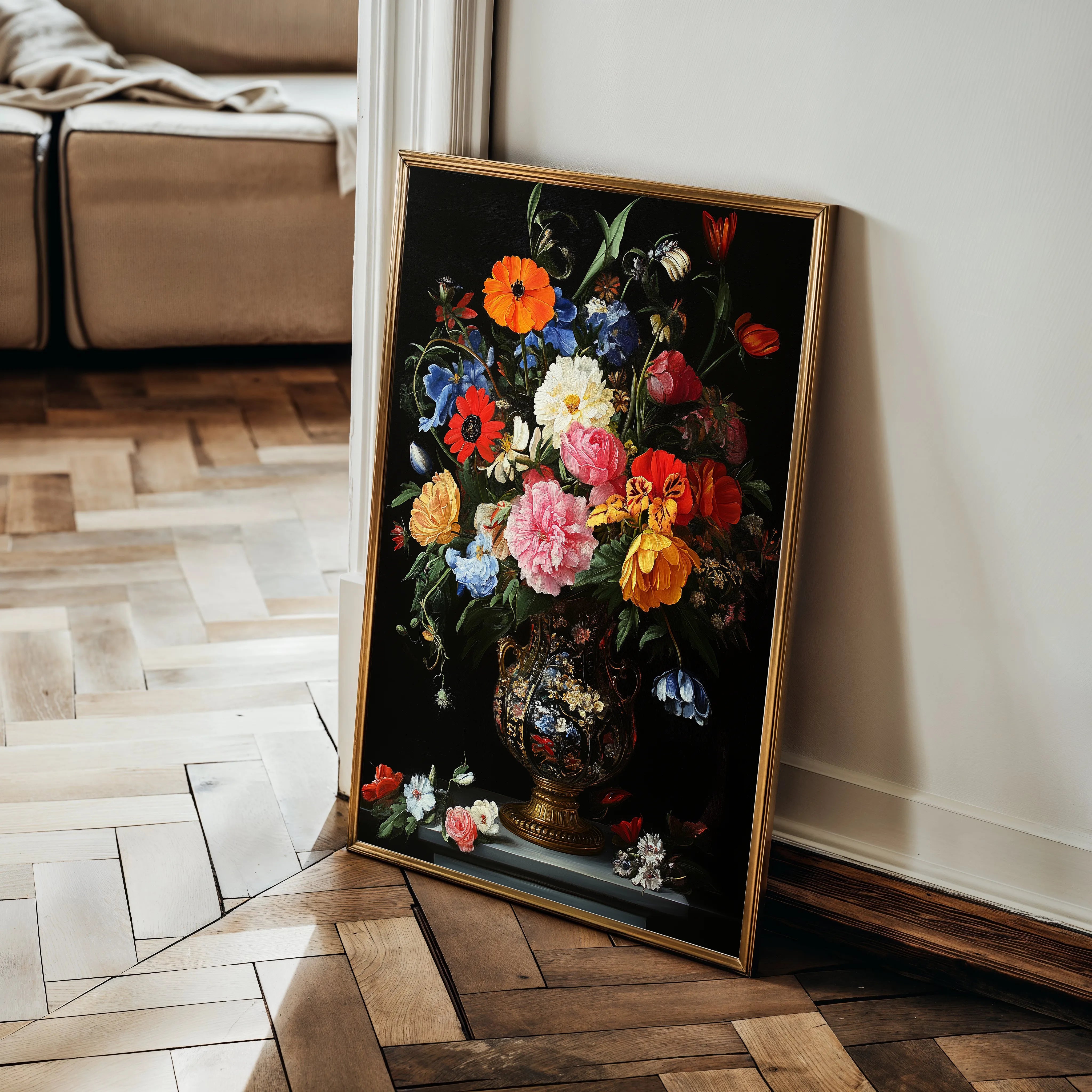 Floral 1215 Canvas Art 60 x 40 cm / Black