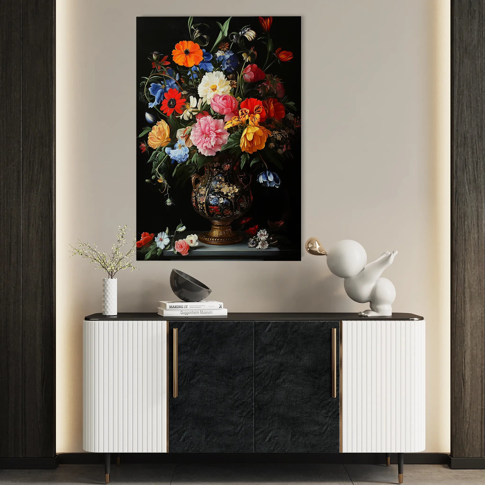 Floral 1215 Canvas Art 60 x 40 cm / Black