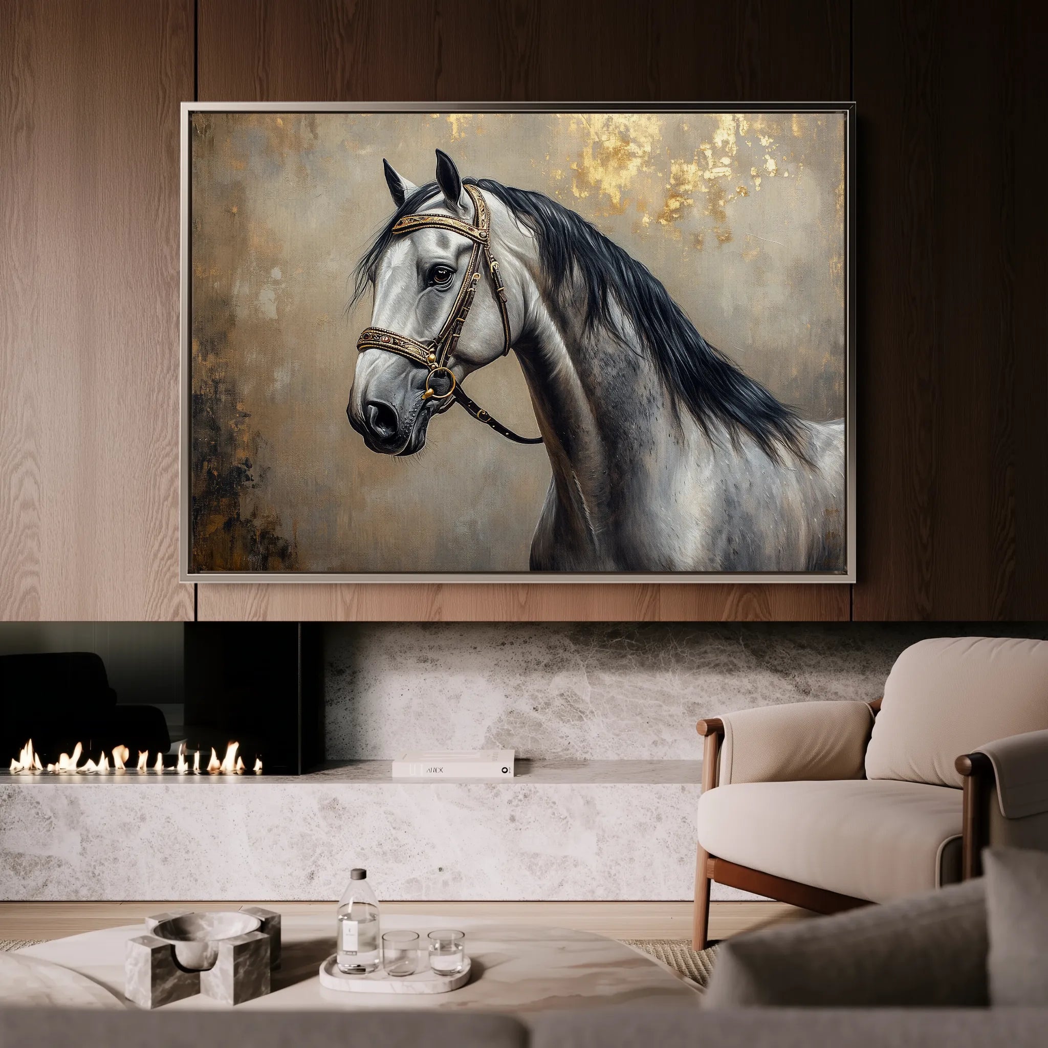 Horses 122 Canvas Art 60 x 40 cm / Black