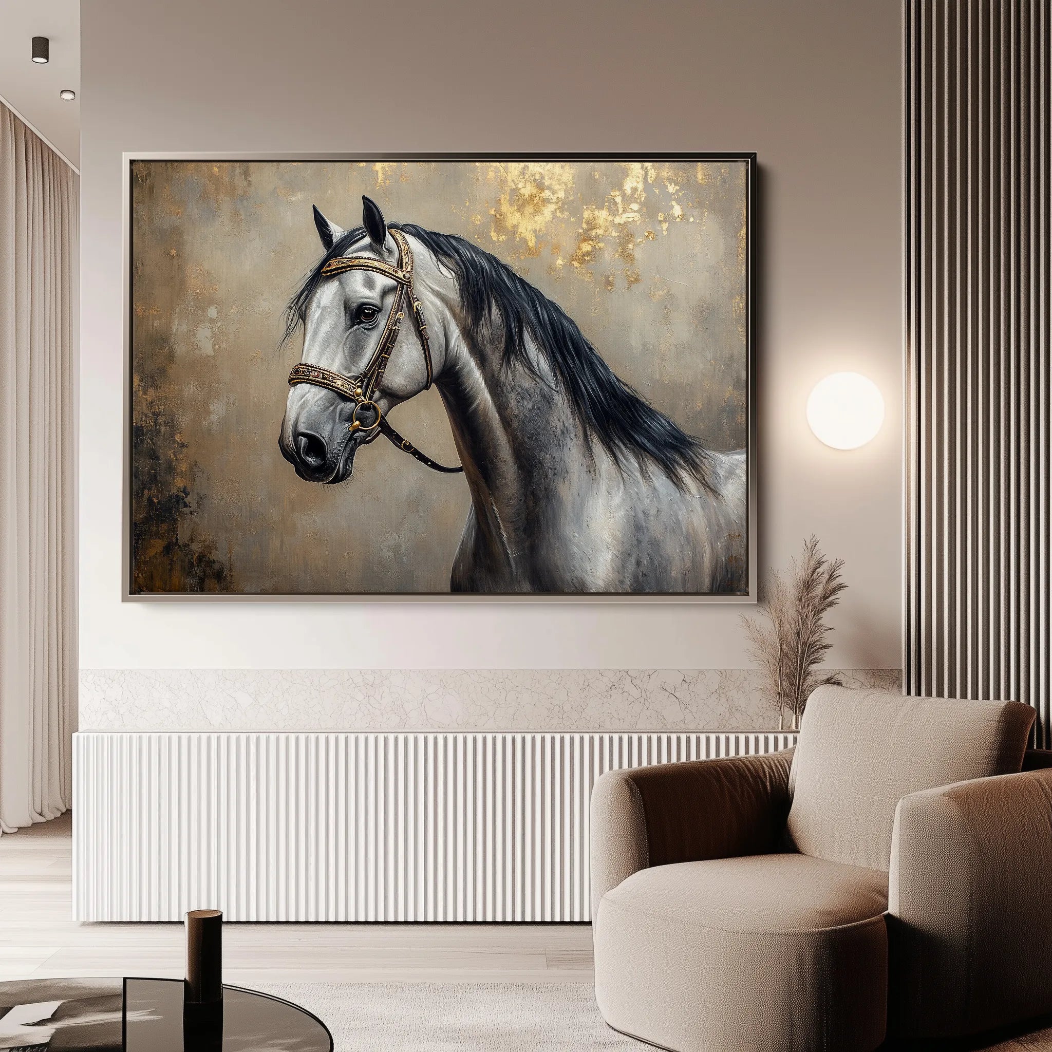 Horses 122 Canvas Art 60 x 40 cm / Black
