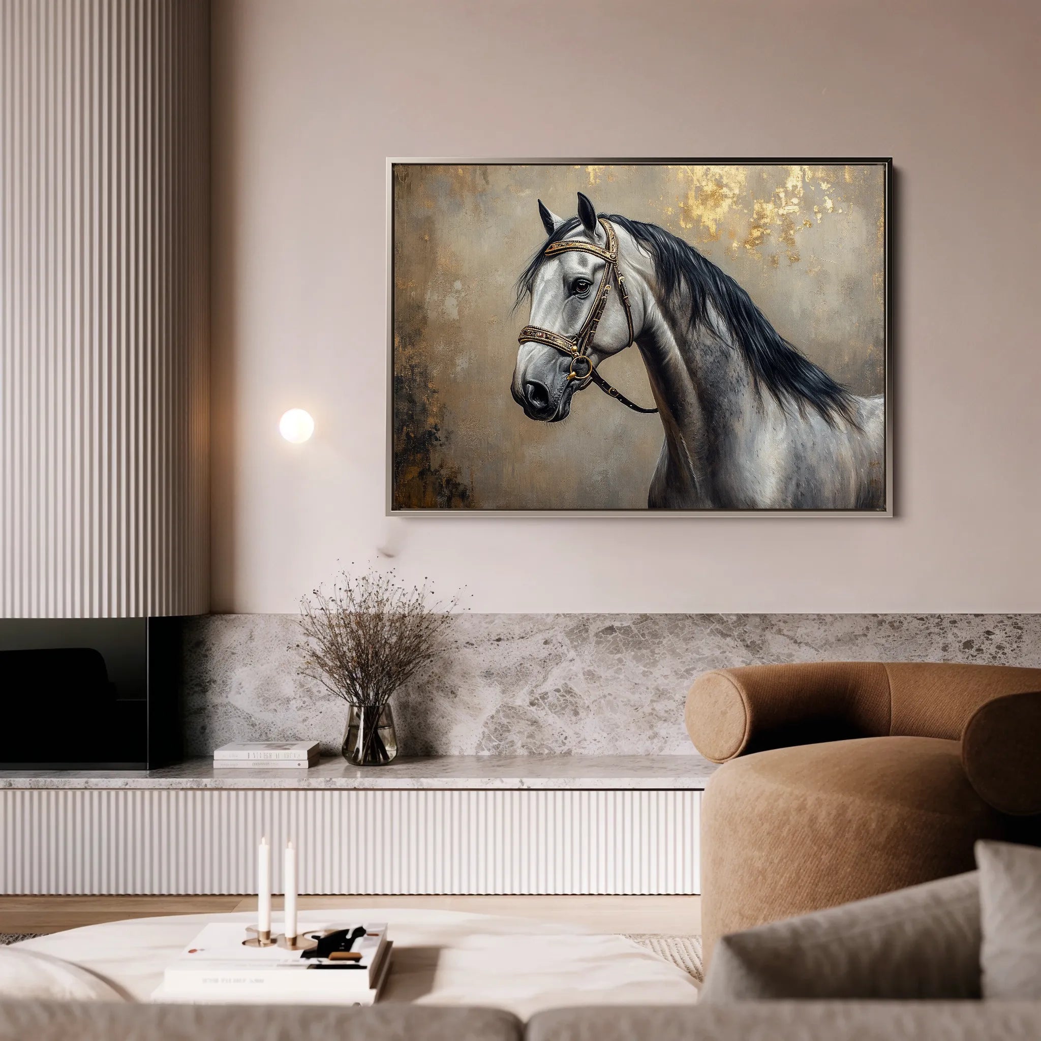 Horses 122 Canvas Art 60 x 40 cm / Black