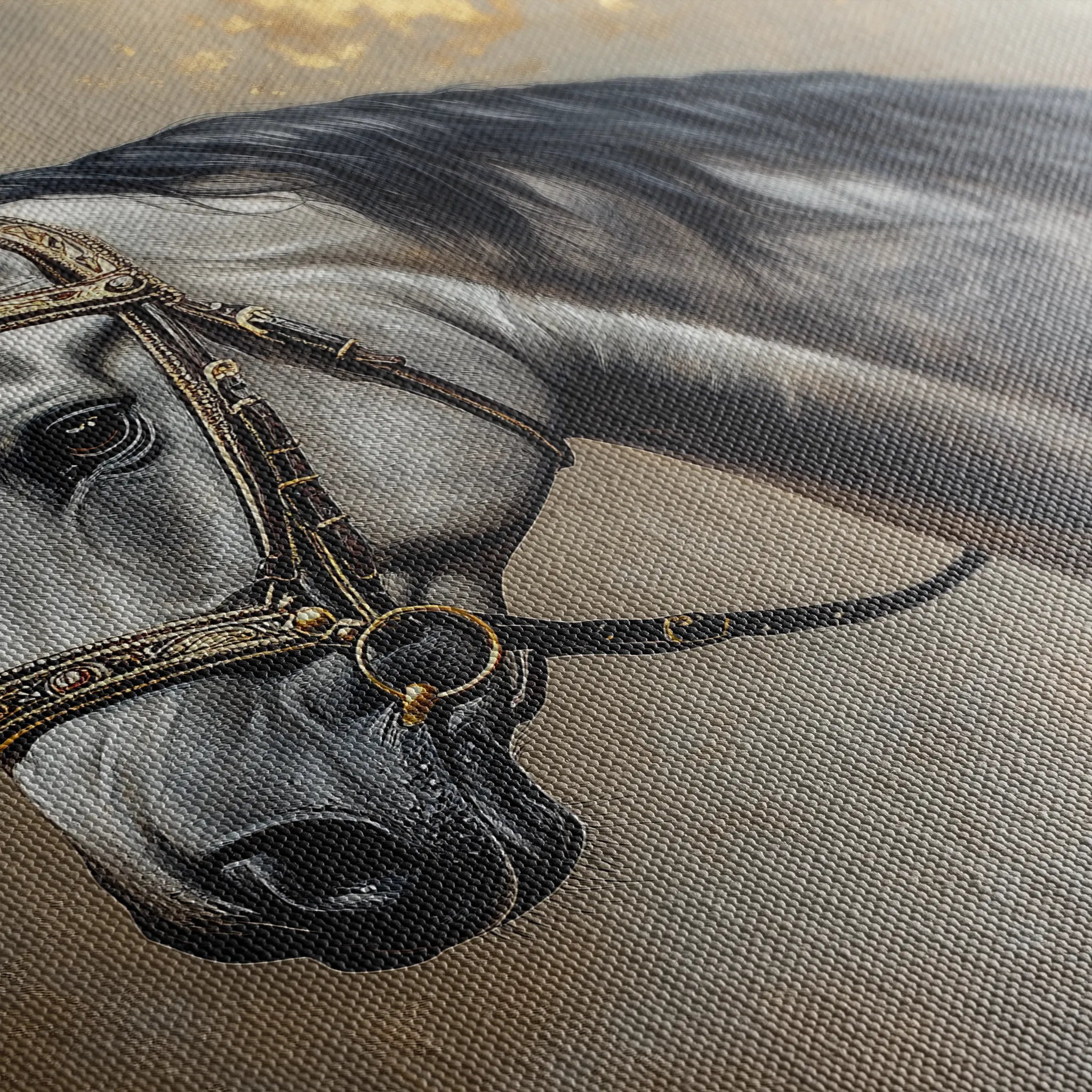 Horses 122 Canvas Art 60 x 40 cm / Black