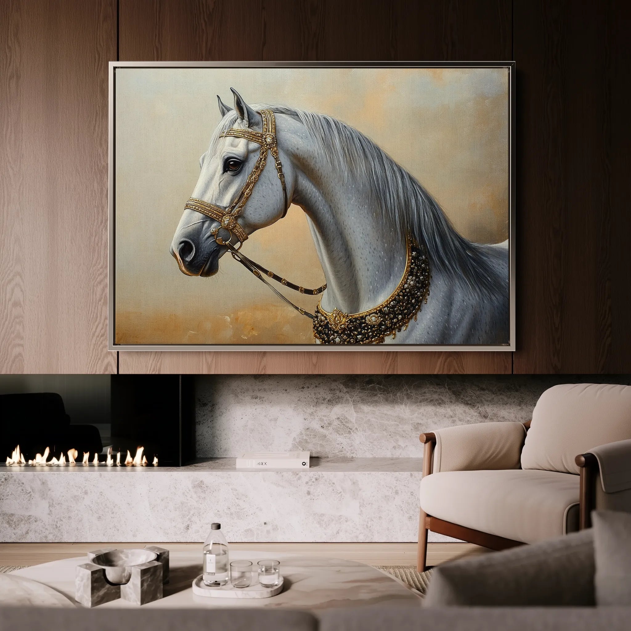 Horses 124 Canvas Art 60 x 40 cm / Black