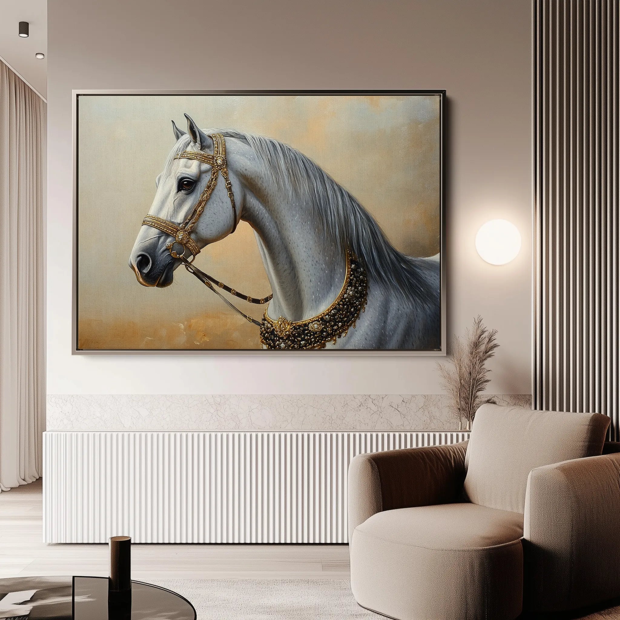 Horses 124 Canvas Art 60 x 40 cm / Black