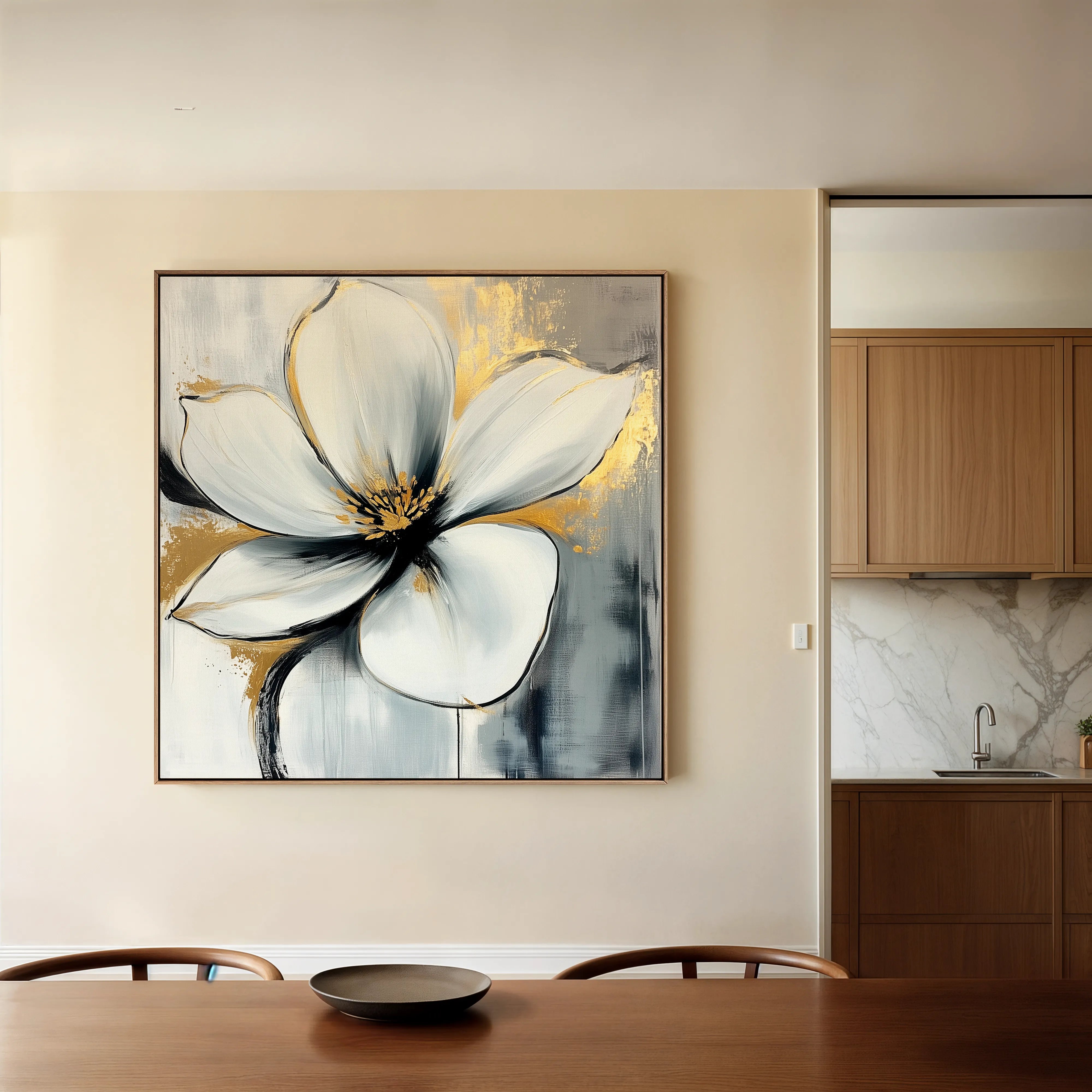 Floral 1242 Canvas Art 60 x 60 cm / Black