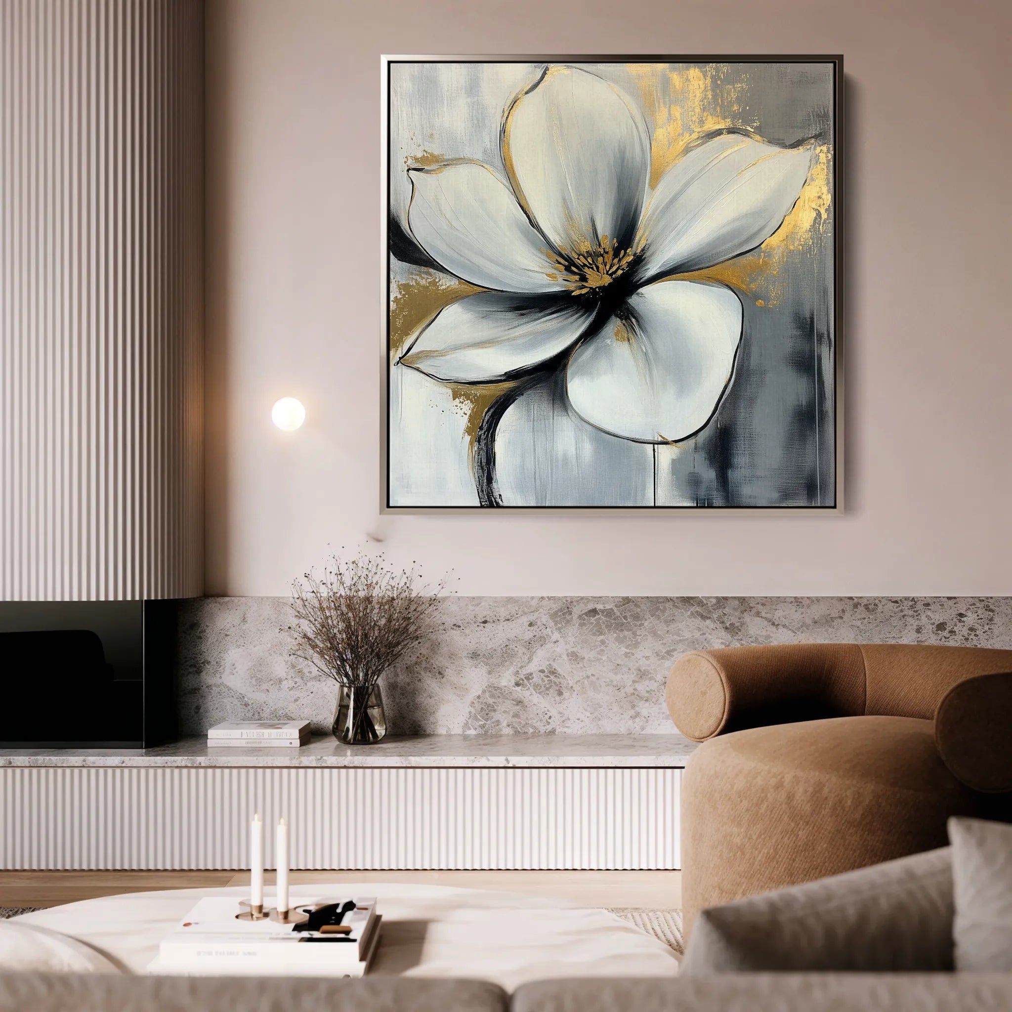 Floral 1242 Canvas Art 60 x 60 cm / Black