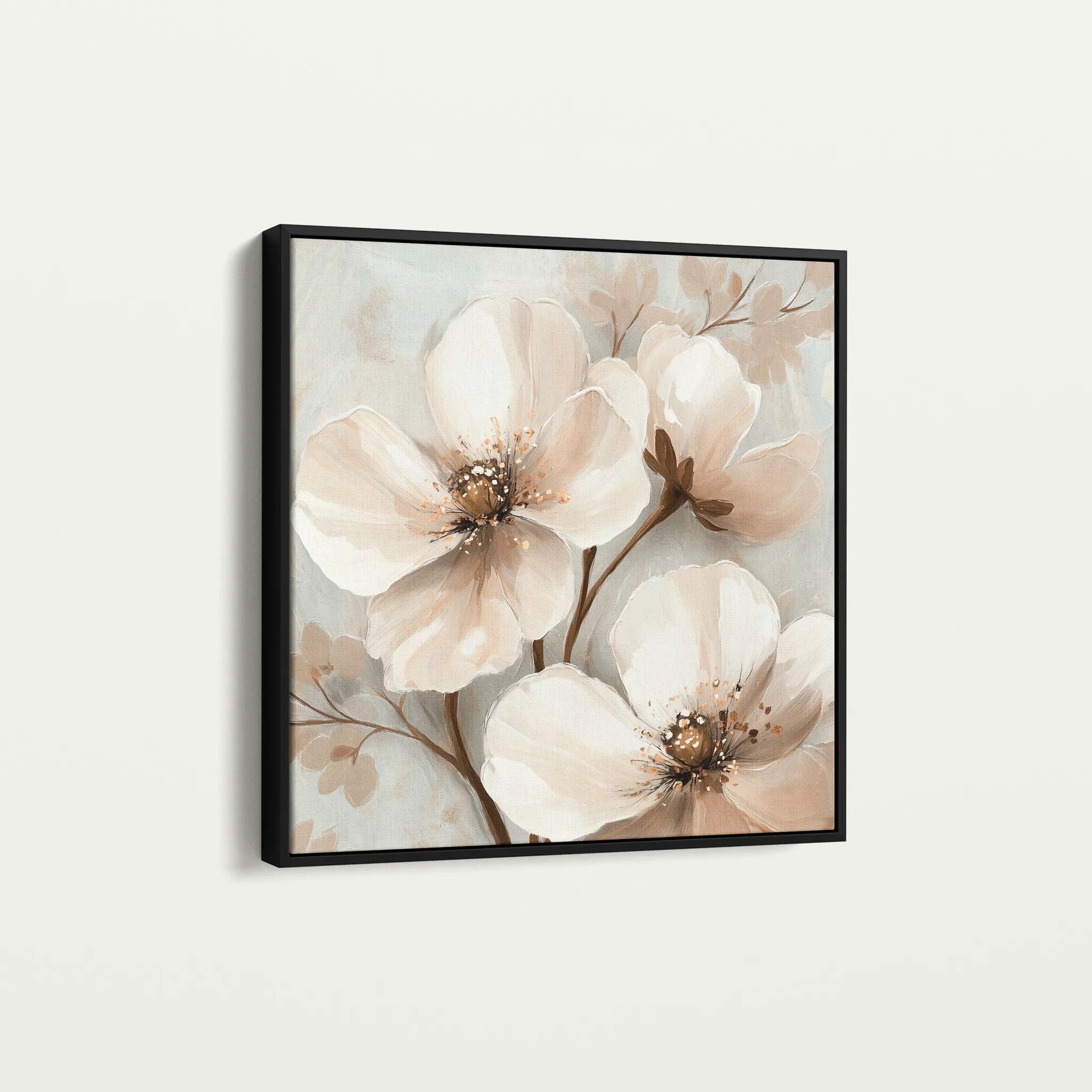 Floral 1246 Canvas Art 60 x 60 cm / Black